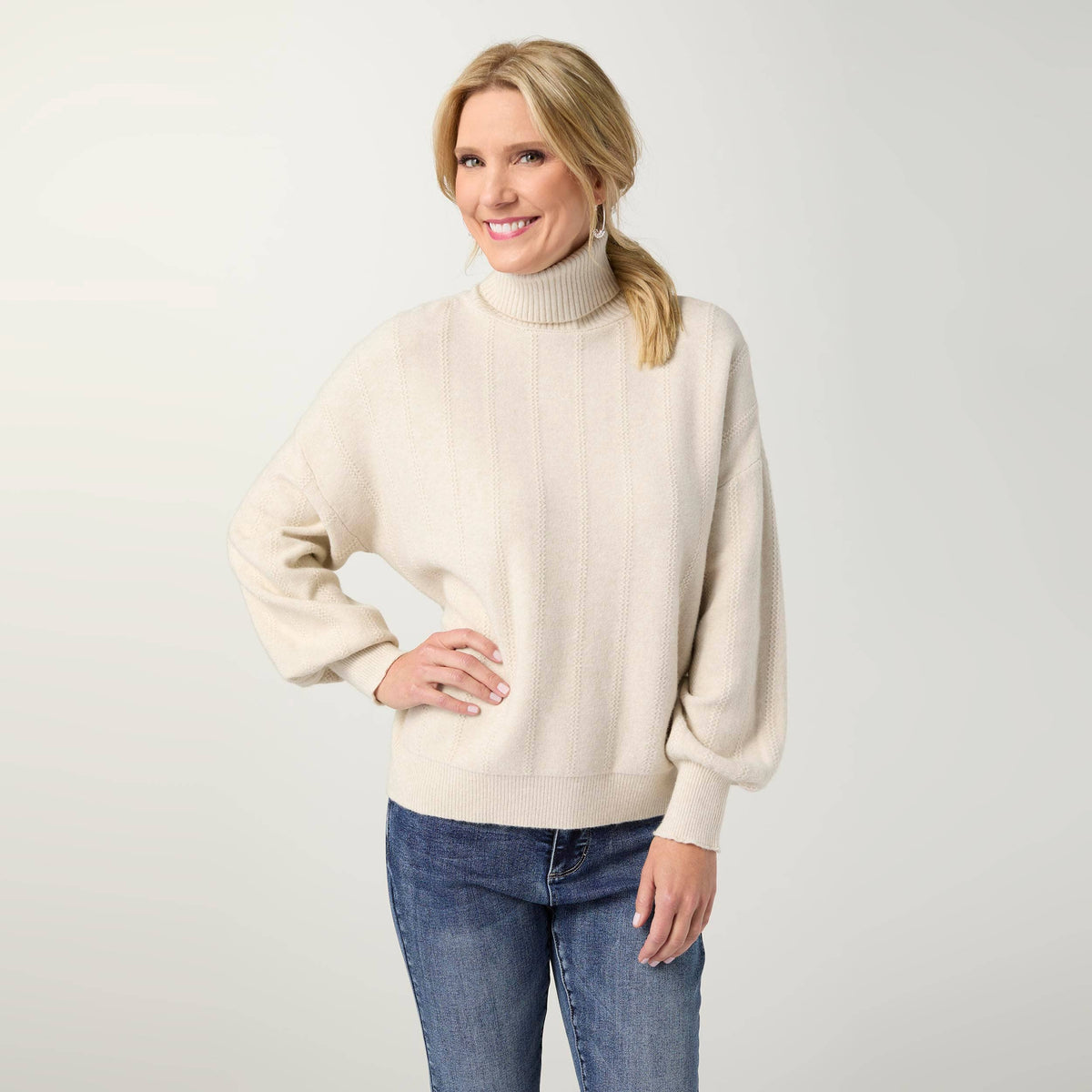 COCO + CARMEN - Heavenly-Luxe Textured Knit Turtleneck Sweater-Fall