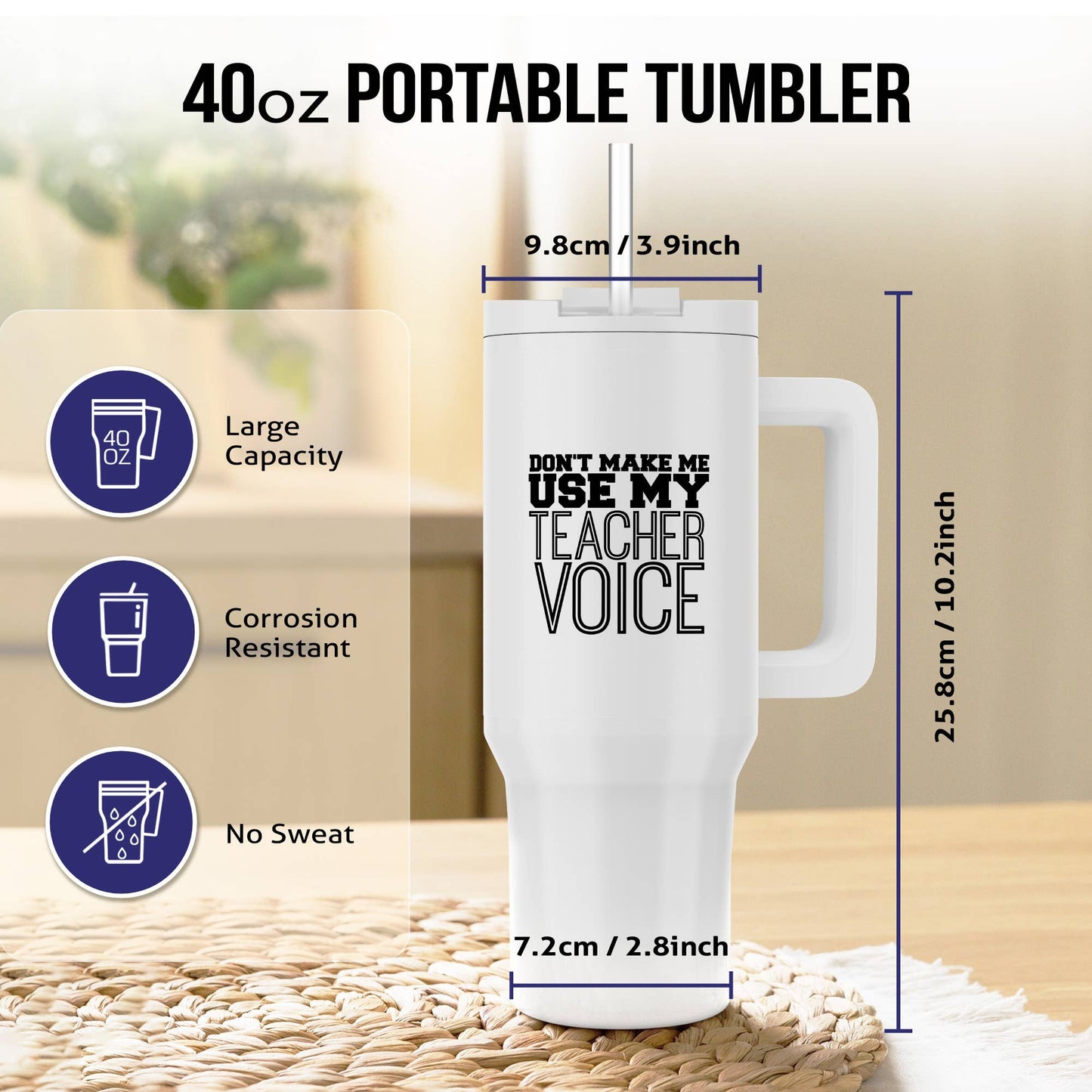 3dRose - 3dRose, Dont make me use my teacher voice with white background, Tumbler