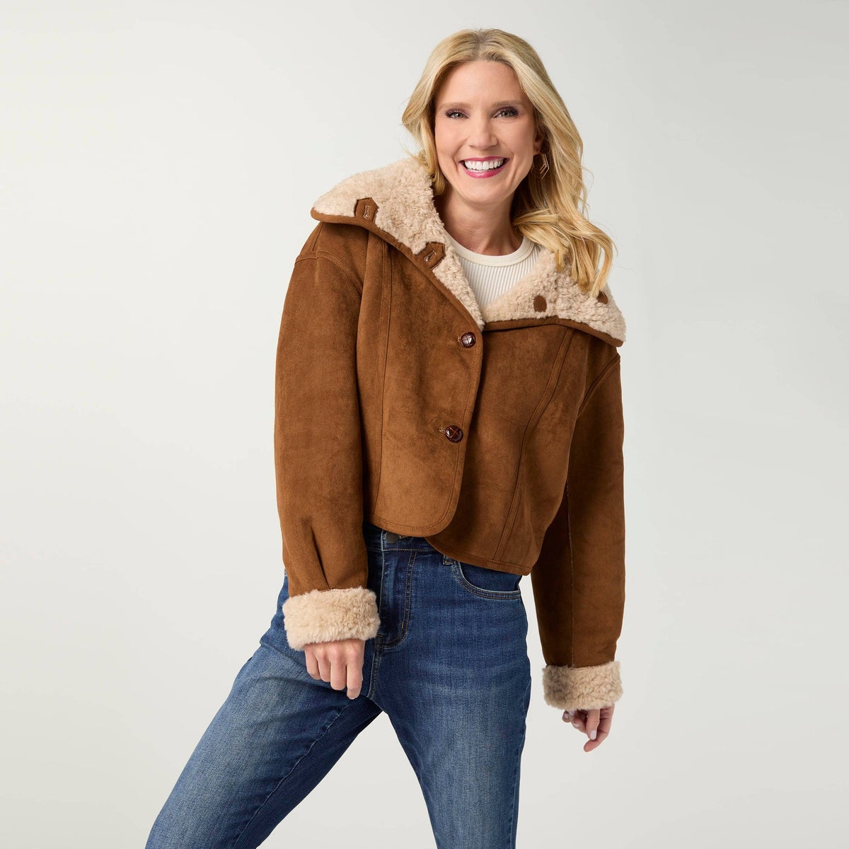 COCO + CARMEN - Harbor Reversible Curly Faux Lamb and Suede Jacket-Fall