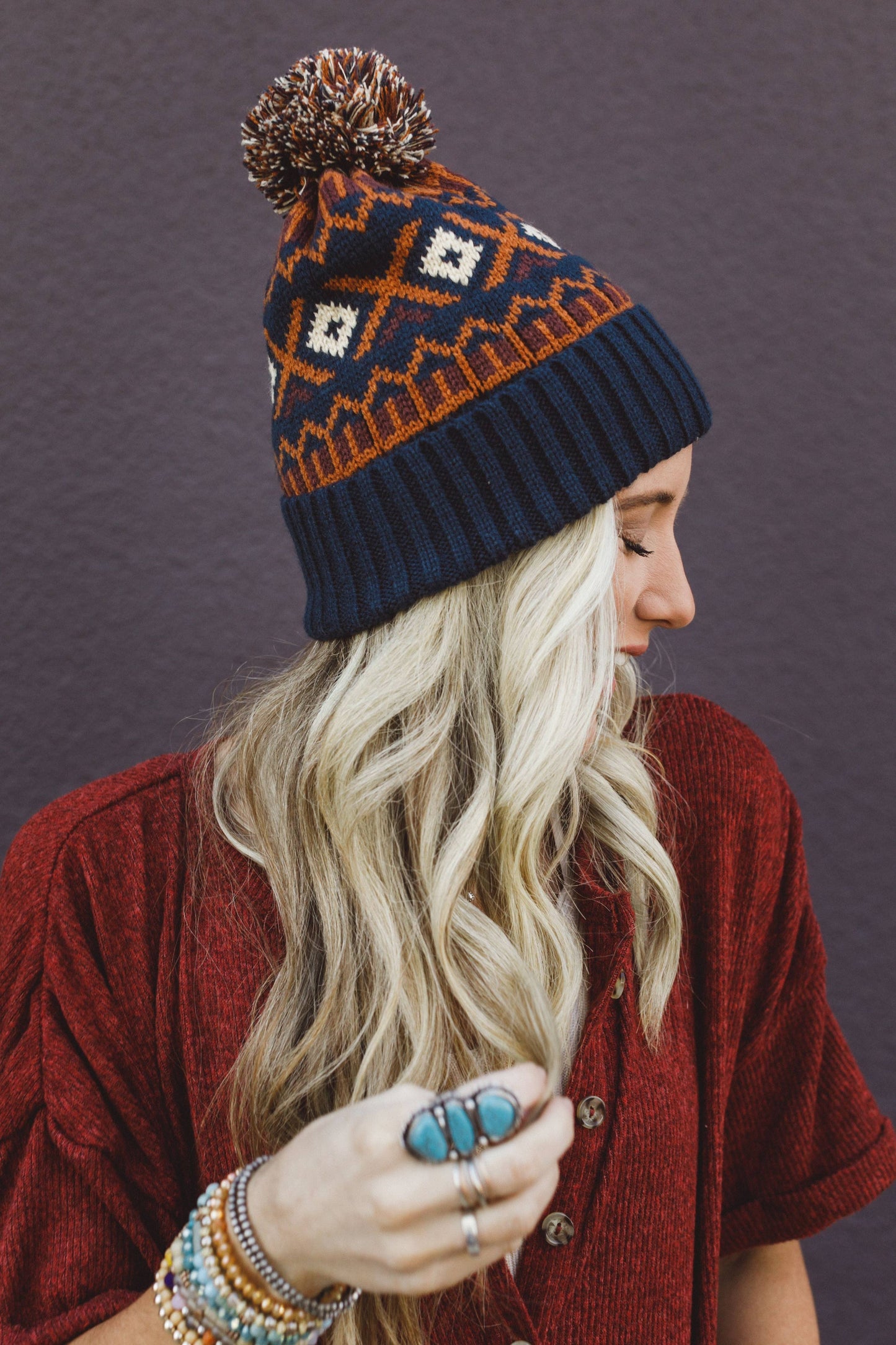 Three Bird Nest - Nili Pom Beanie - Camel Multi