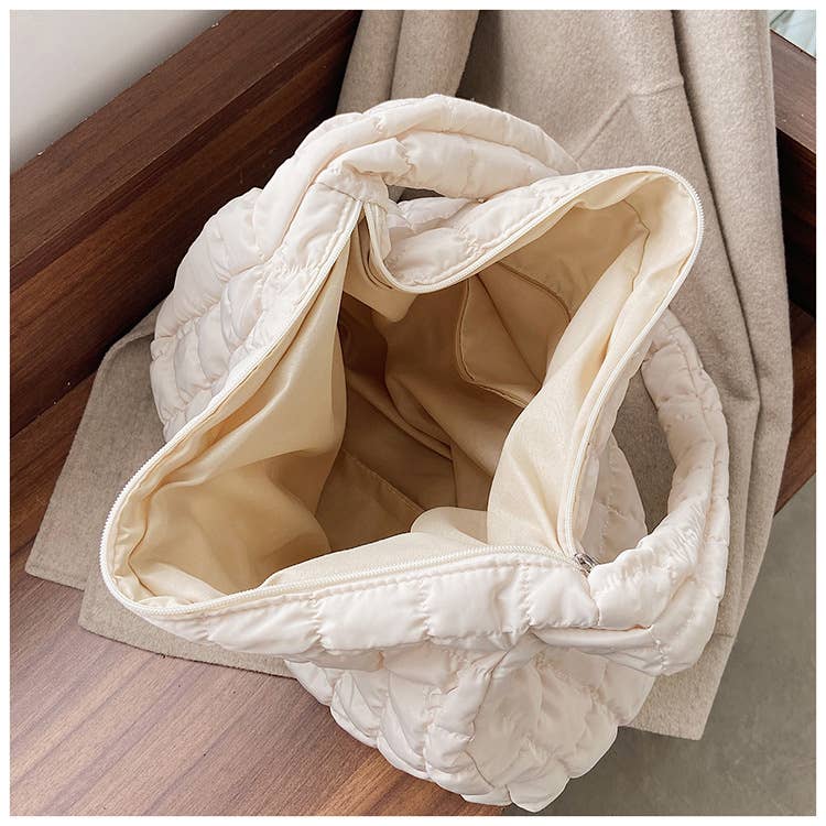 Lovesoft - Quilted Zipper Large Shoulder Bag