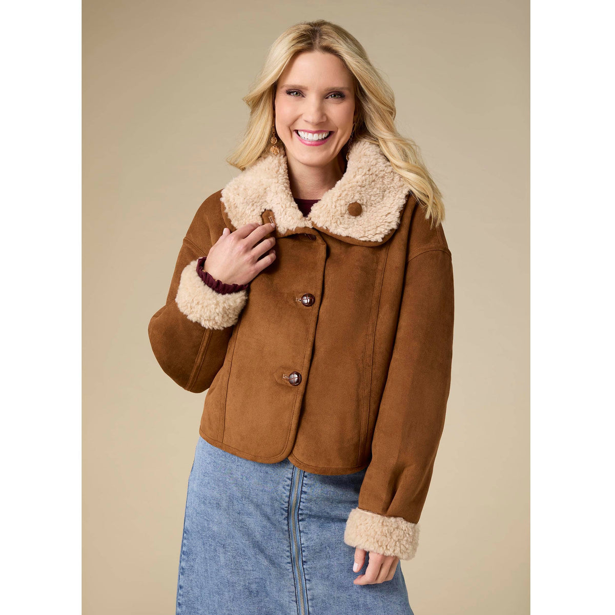 COCO + CARMEN - Harbor Reversible Curly Faux Lamb and Suede Jacket-Fall