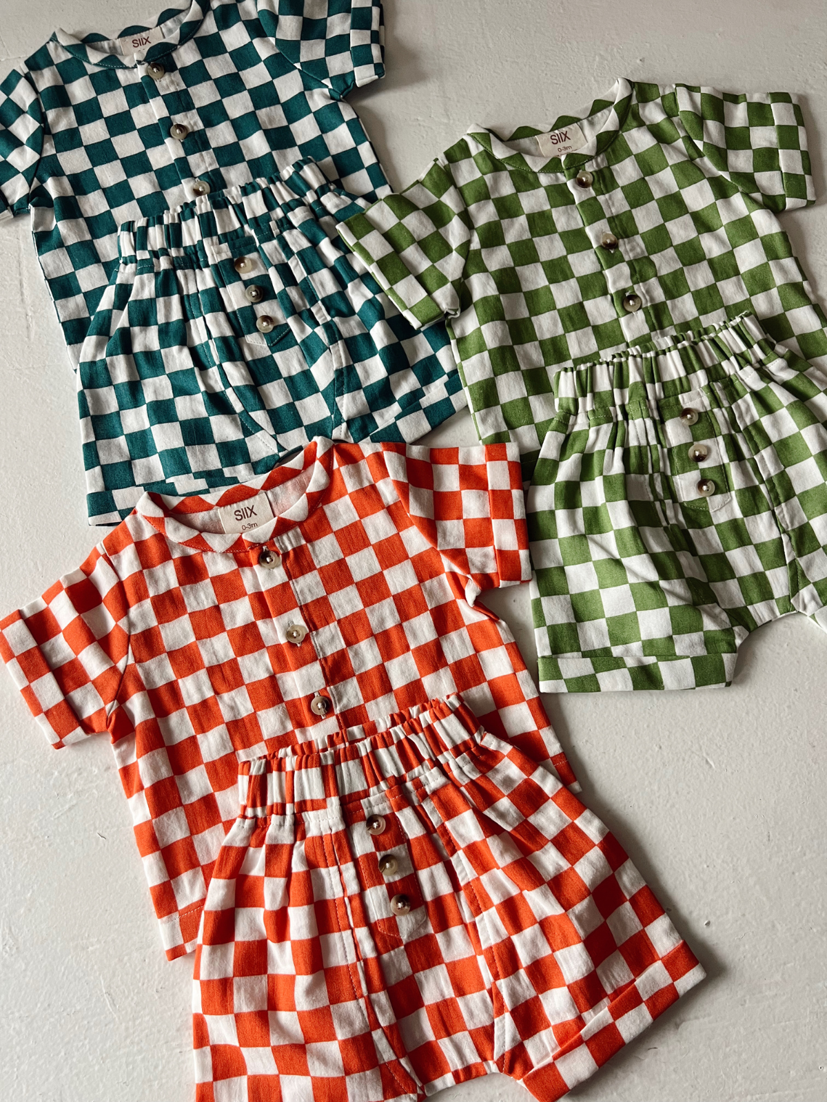 SIIX Collection - Tangerine Checkerboard / Organic Finley Set (Baby - Kids)