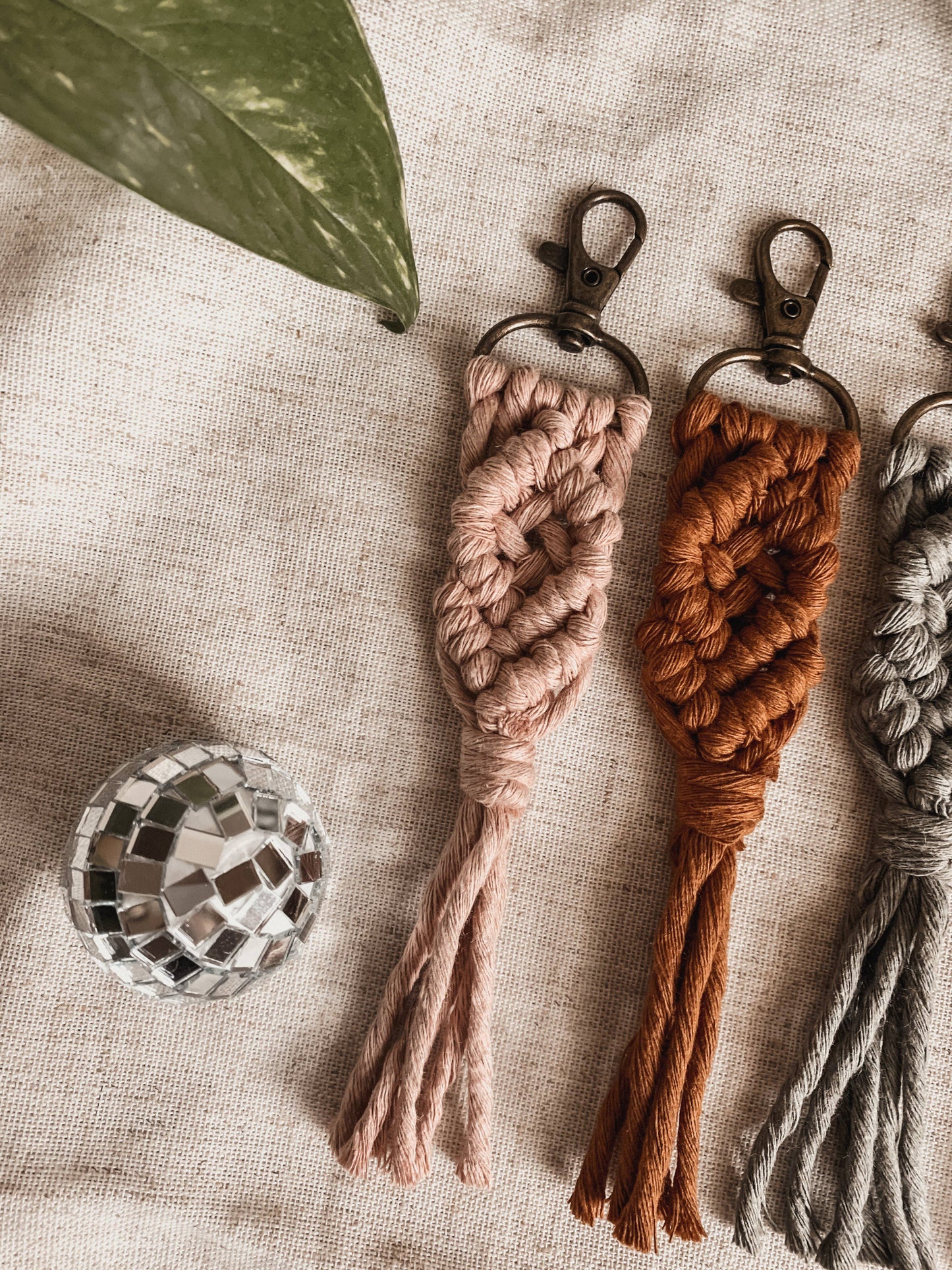 Offhand Fibers - Neutrals Macrame Keychain | Bag Charm