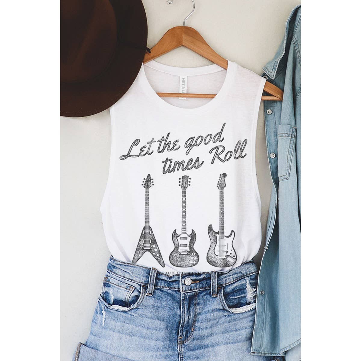 HRTandLUV - LET THE GOOD TIMES TO ROLL GUITAR MINERAL GRAPHIC TANK TOP