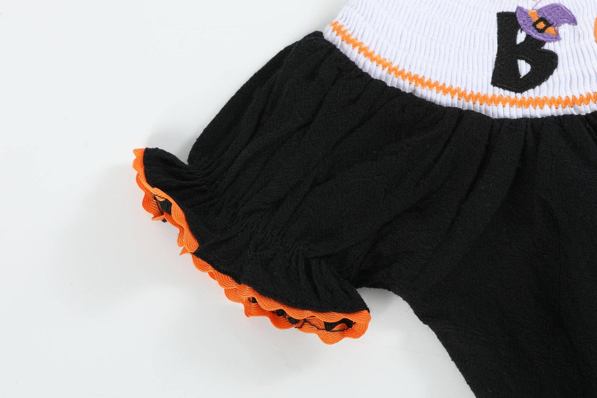 Lil Cactus - Black and Orange Boo Halloween Romper