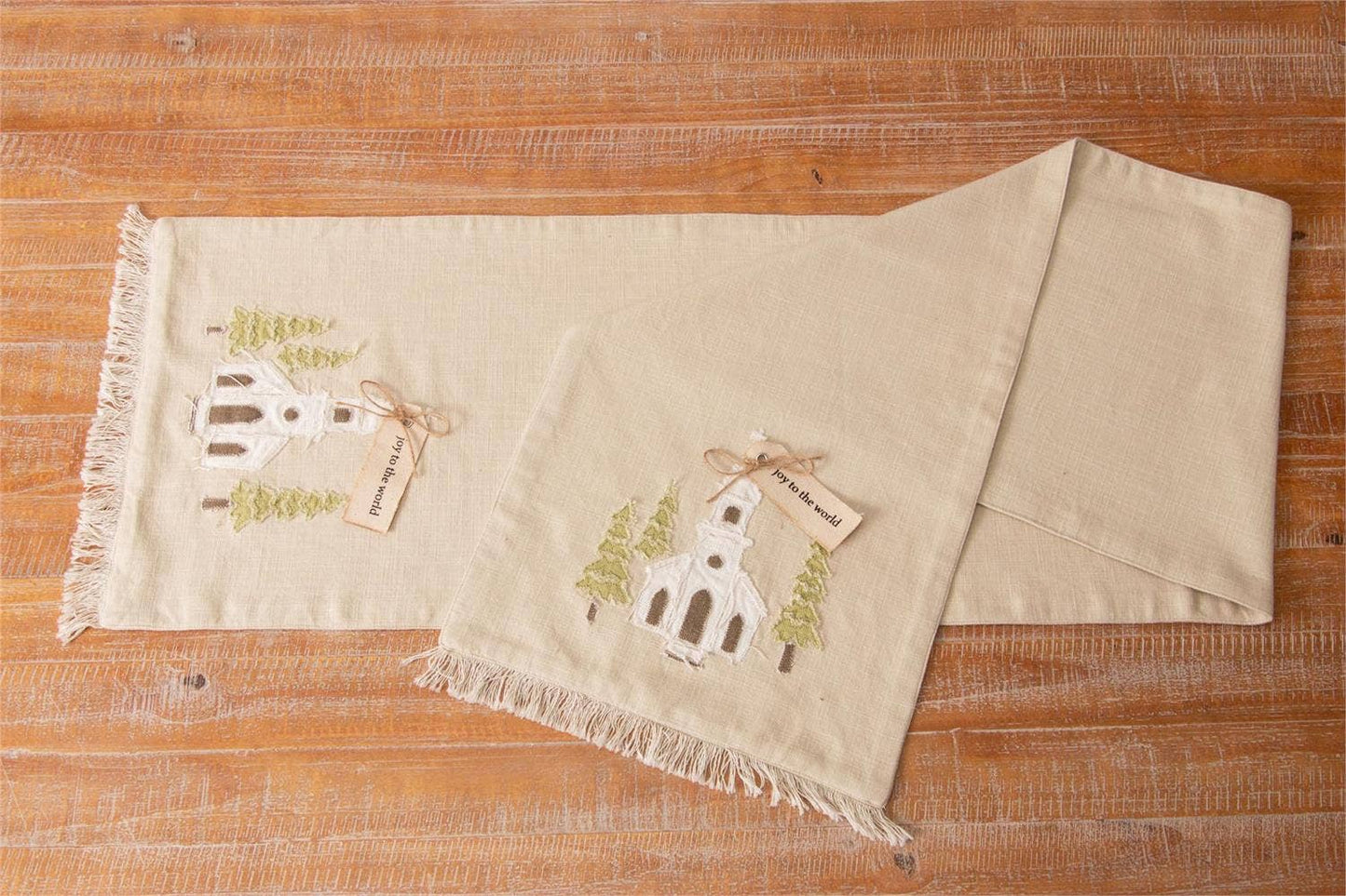 Audrey's Home & Gift - Table Runner - Church Rustic Applique With Fabric Tag (PC)