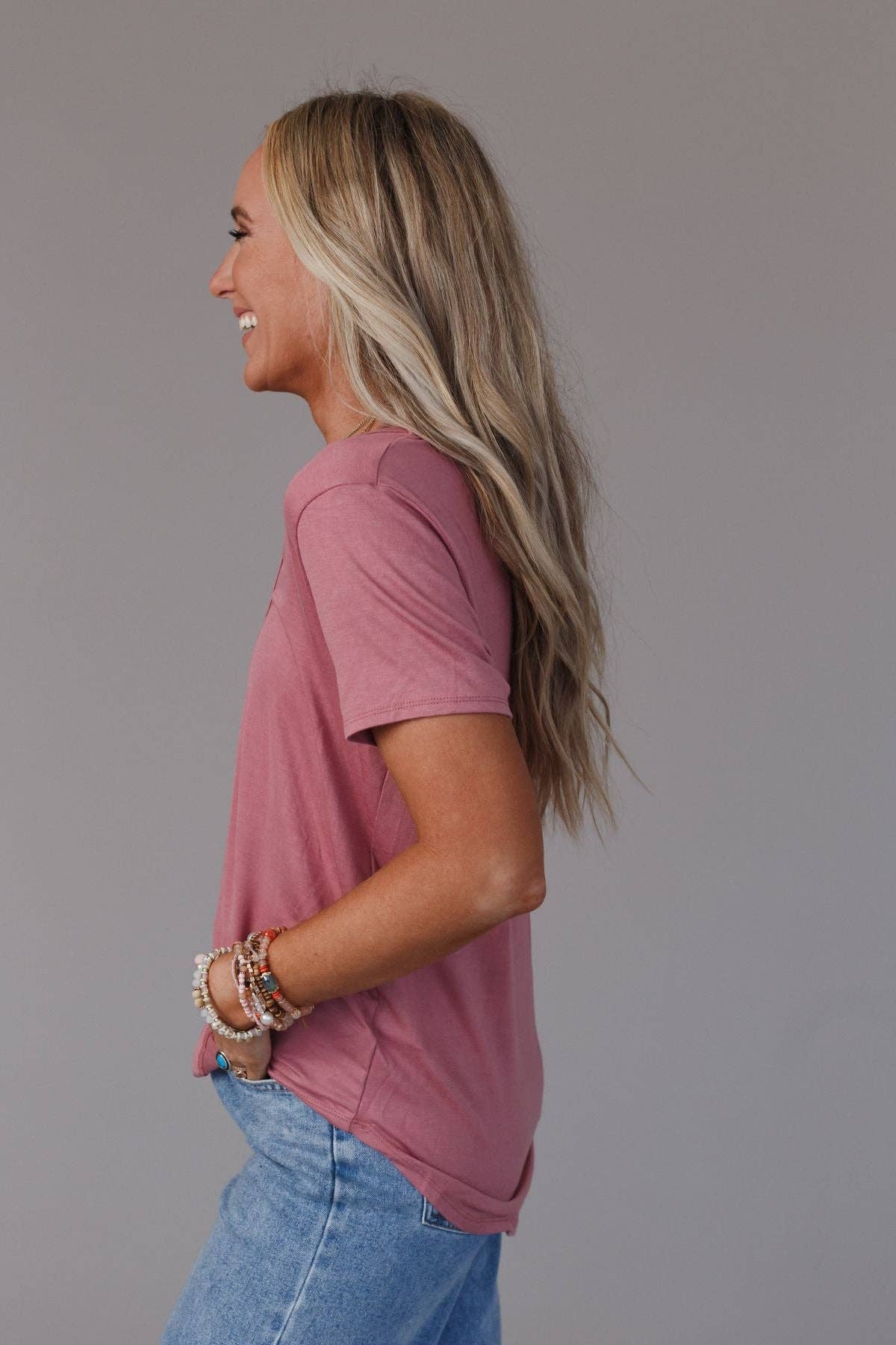 Three Bird Nest - Scoop Neck Bralette Tee - Mauve