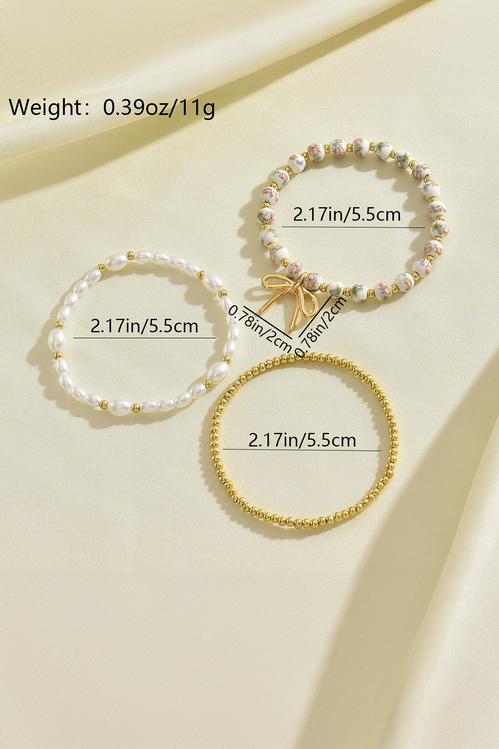 Aapparella - Bow Knot Beaded Triple Layer Bracelet Set