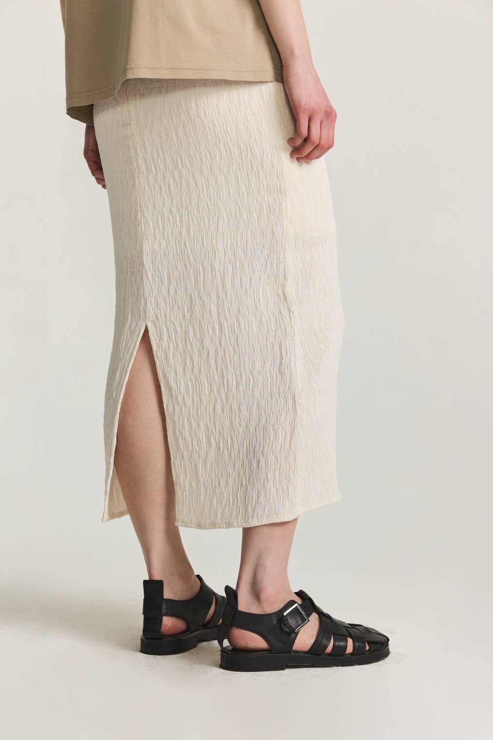 MOD REF - The Miranda Skirt | Textured Midi Skirt with Back Slit