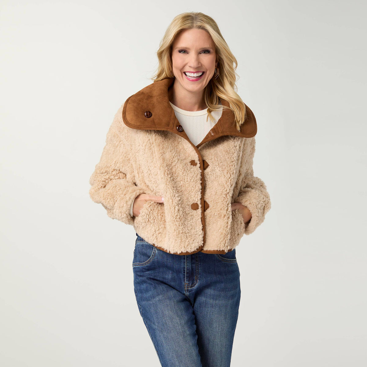 COCO + CARMEN - Harbor Reversible Curly Faux Lamb and Suede Jacket-Fall