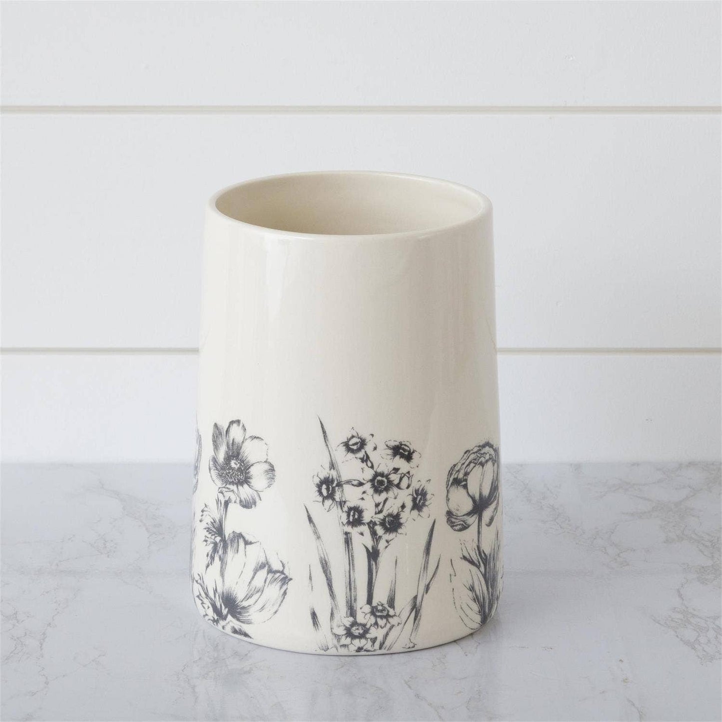Audrey's Home & Gift - Black and White Botanical Utensil Crock (PC)