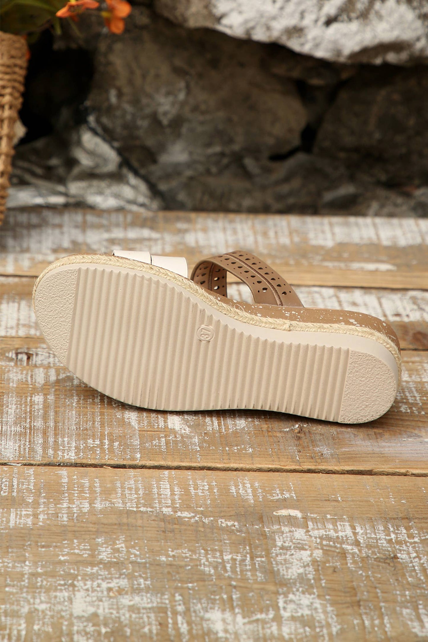 Little Daisy Closet - LDC Detail Color Block Straps Platform Wedge Slippers