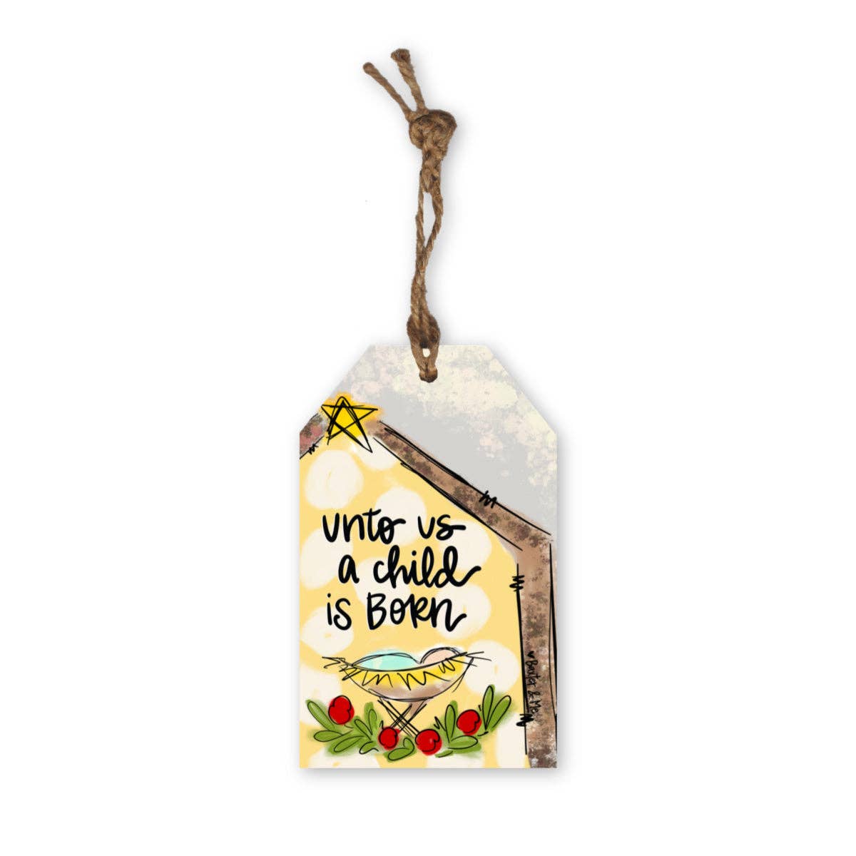 Baxter & Me - Unto Us A Child Is Born Tag Ornament