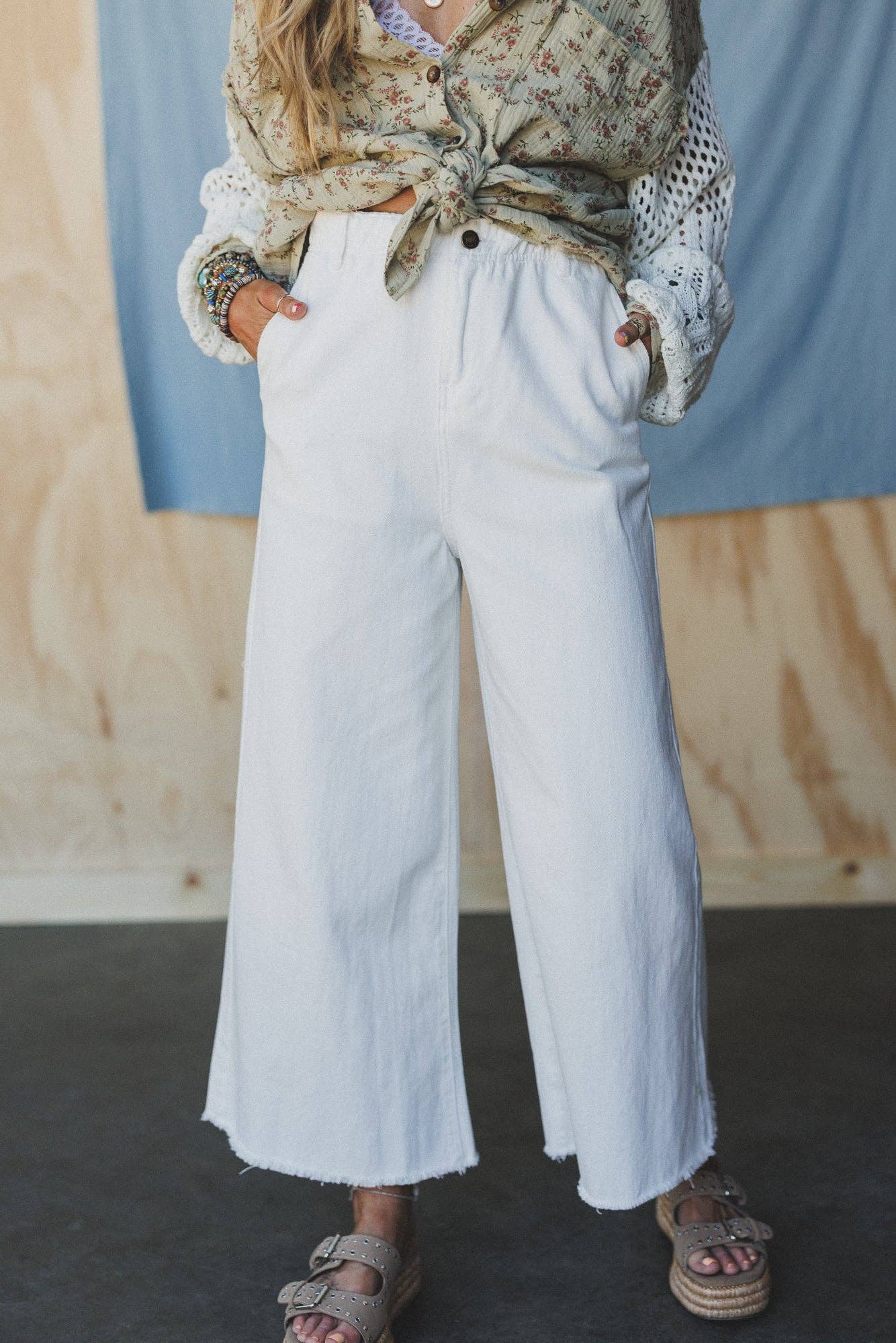 Three Bird Nest - Simply You Wide Leg Jeans - White