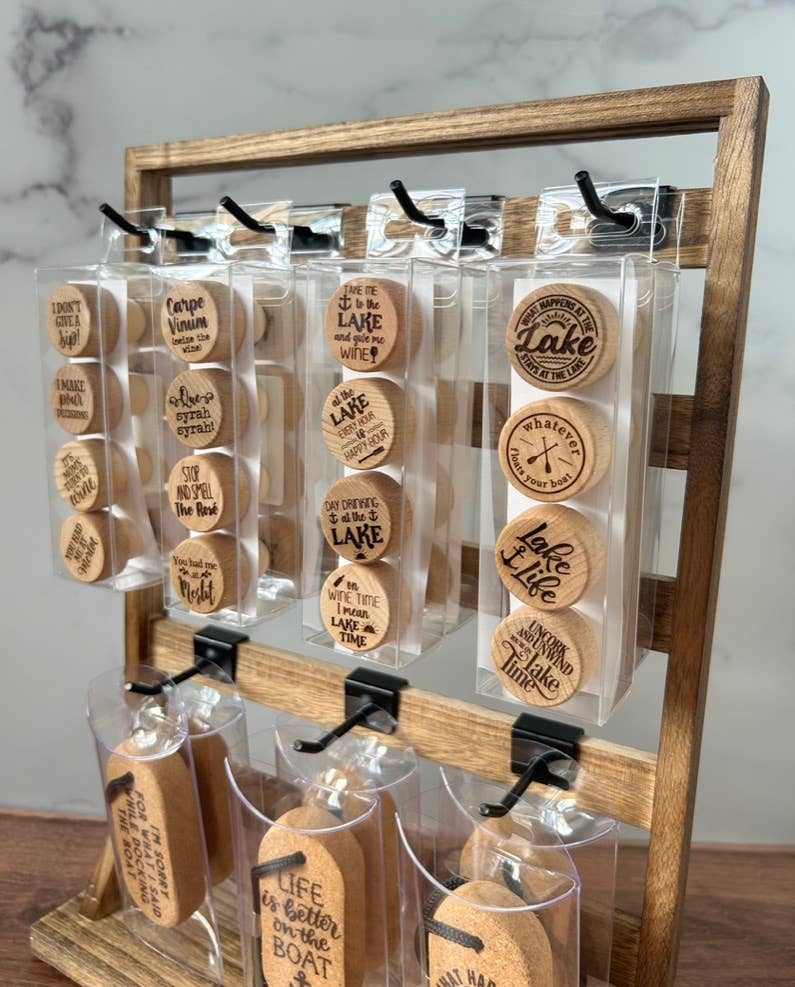 The Lillie Pad - Engraved Lake Wine Bottle Stoppers - Pack of 4 Toppers