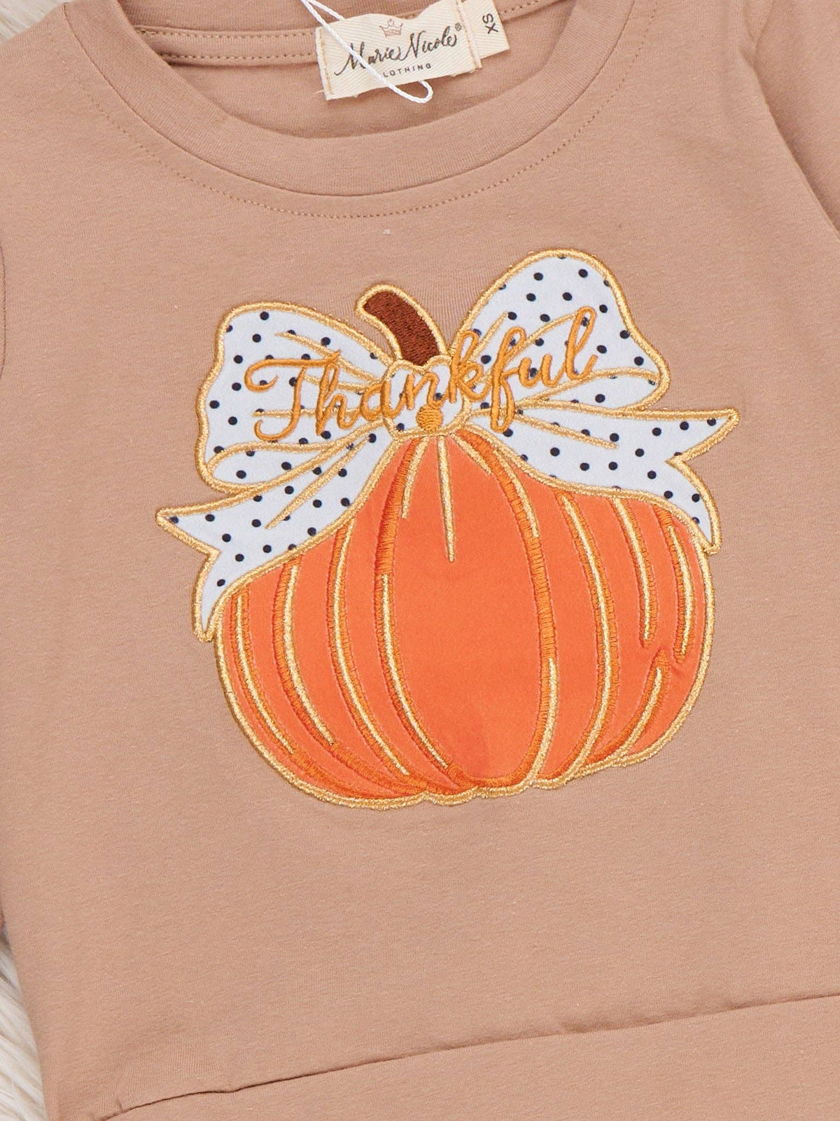 Marie Nicole Clothing - Polka Dots & Pumpkins Embroidered Bell Bottom Outfit