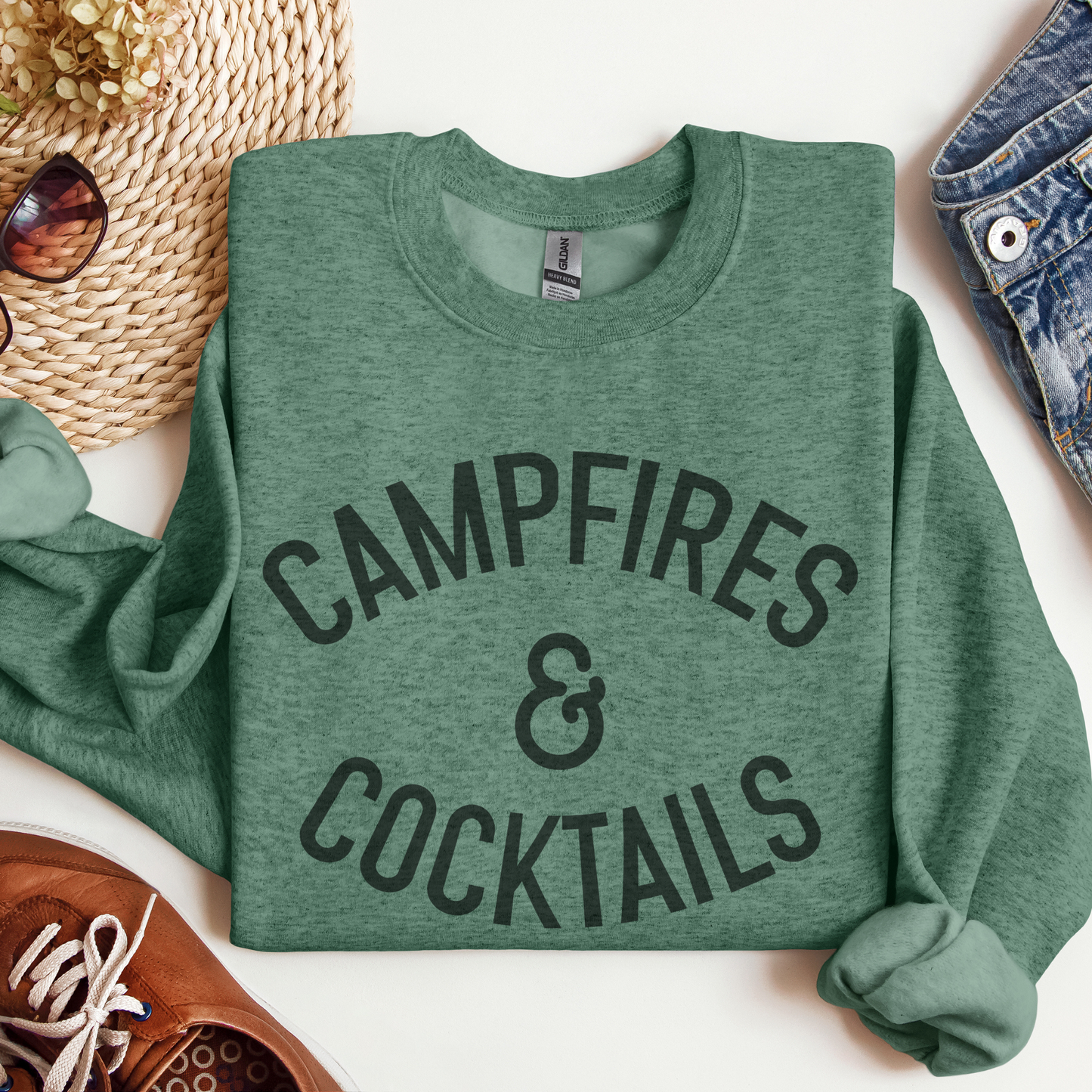 Trendznmore - Campfires and Cocktails Crewneck Sweatshirt
