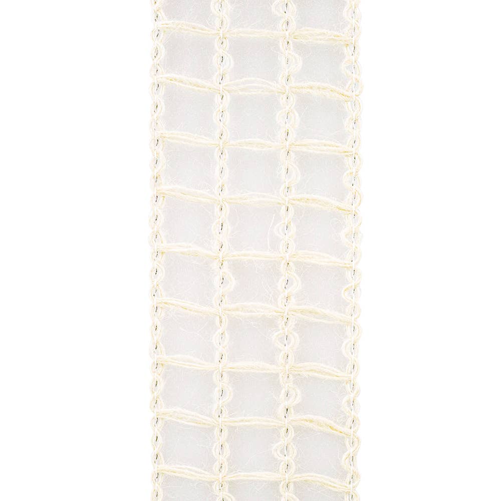 RELIANT RIBBON - Grand Net Jute Wired Edge, Ivory, 2-1/2 In, 10 Yards