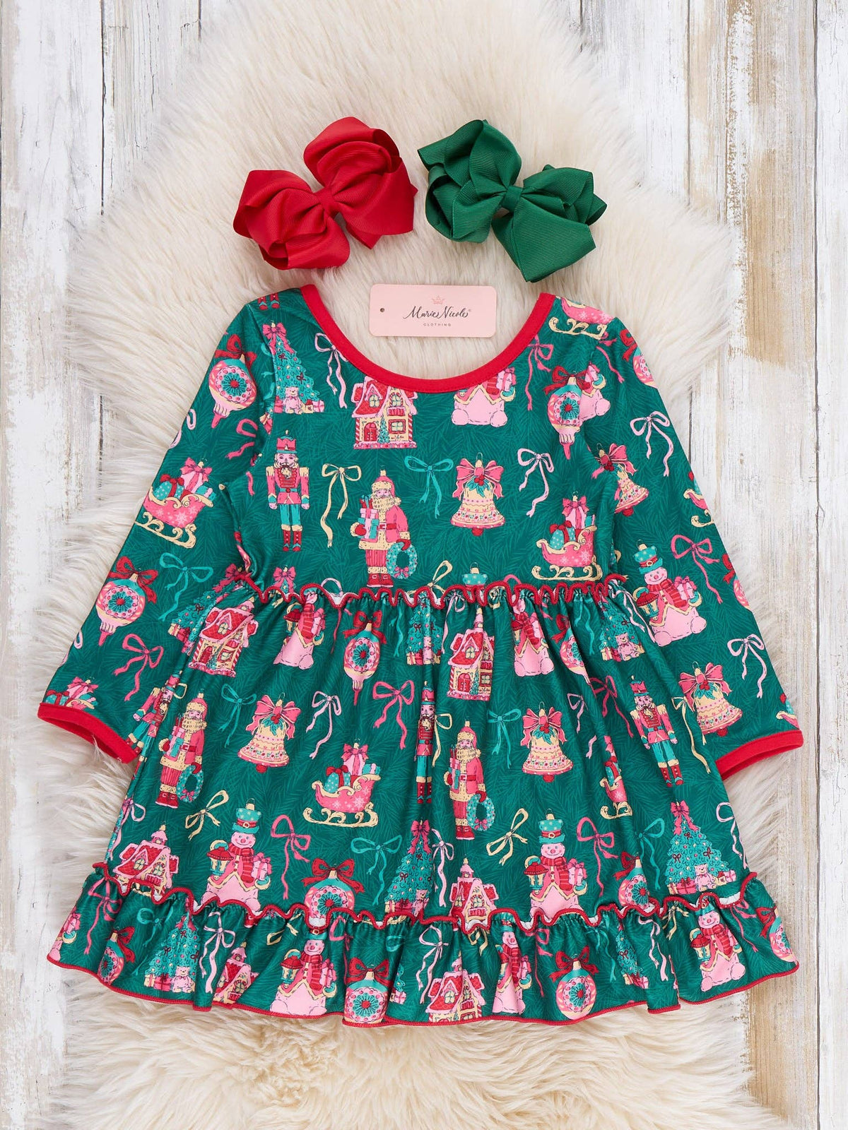 Marie Nicole Clothing - Christmas Village Charm Ruffle Dress
