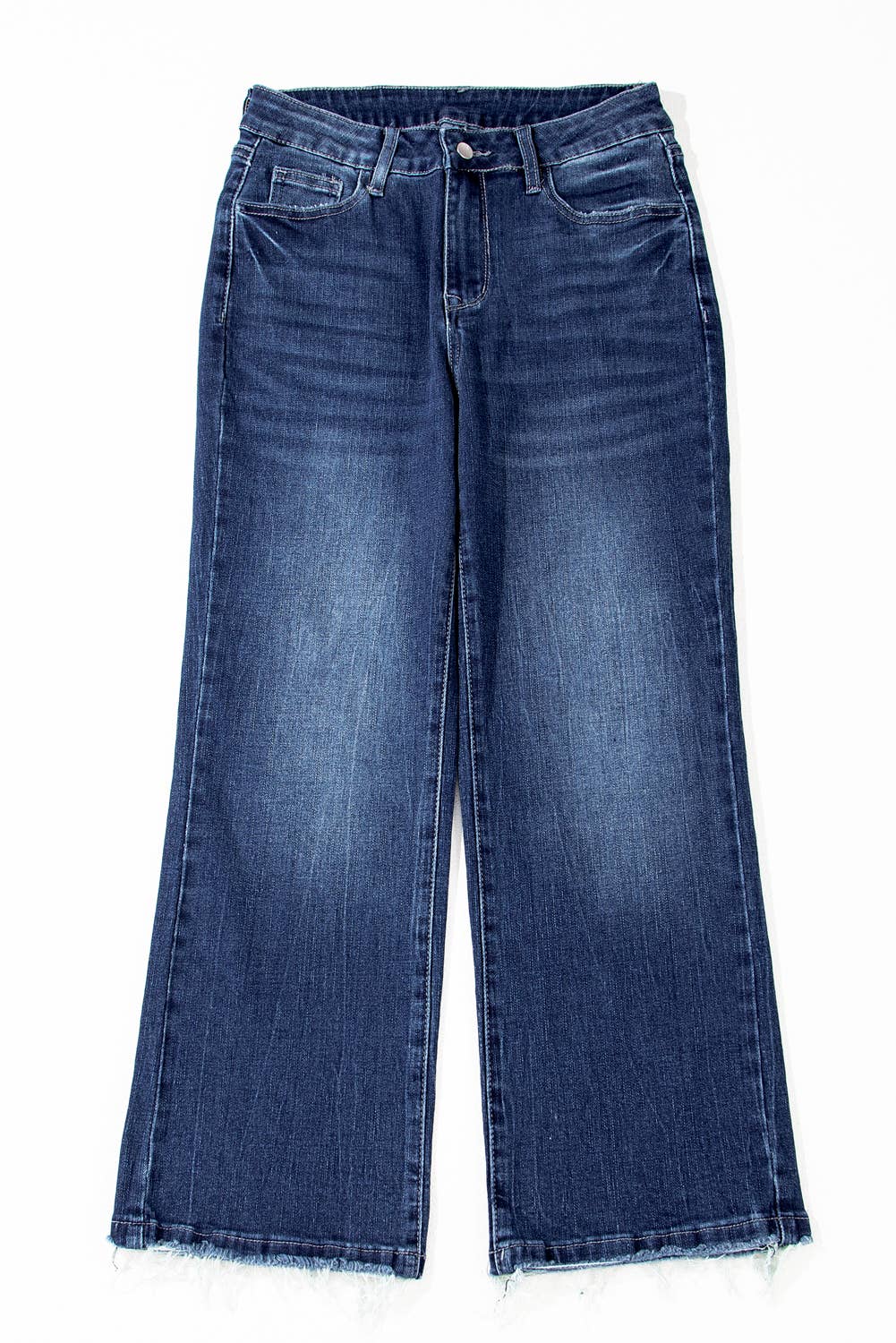 Lovesoft - Sail Blue Mineral Wash Raw Hem High Waist Flared Jeans
