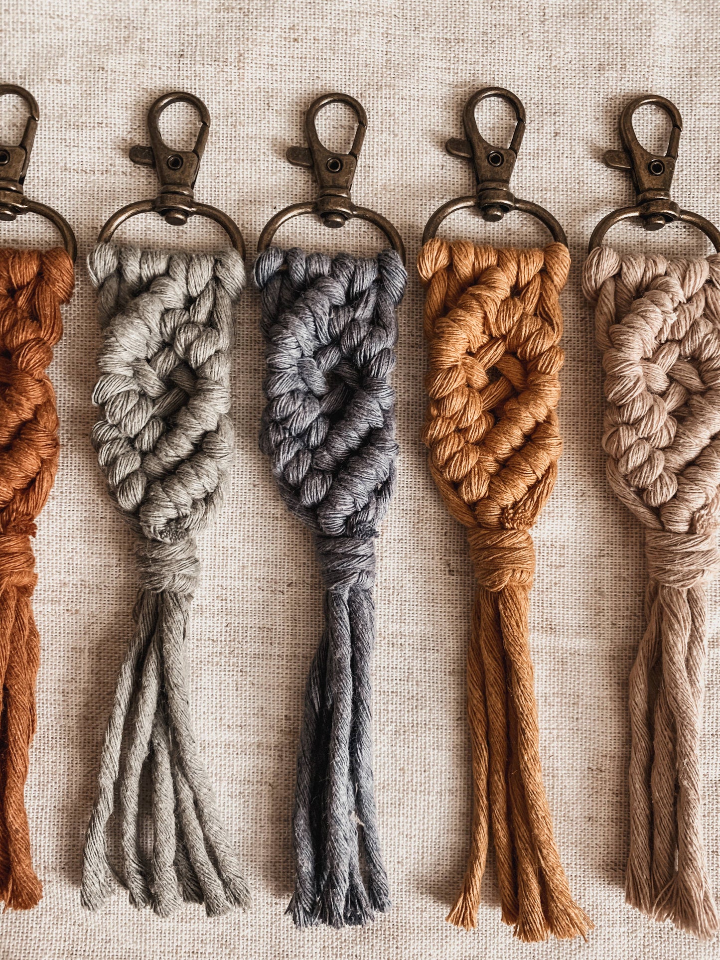 Offhand Fibers - Neutrals Macrame Keychain | Bag Charm
