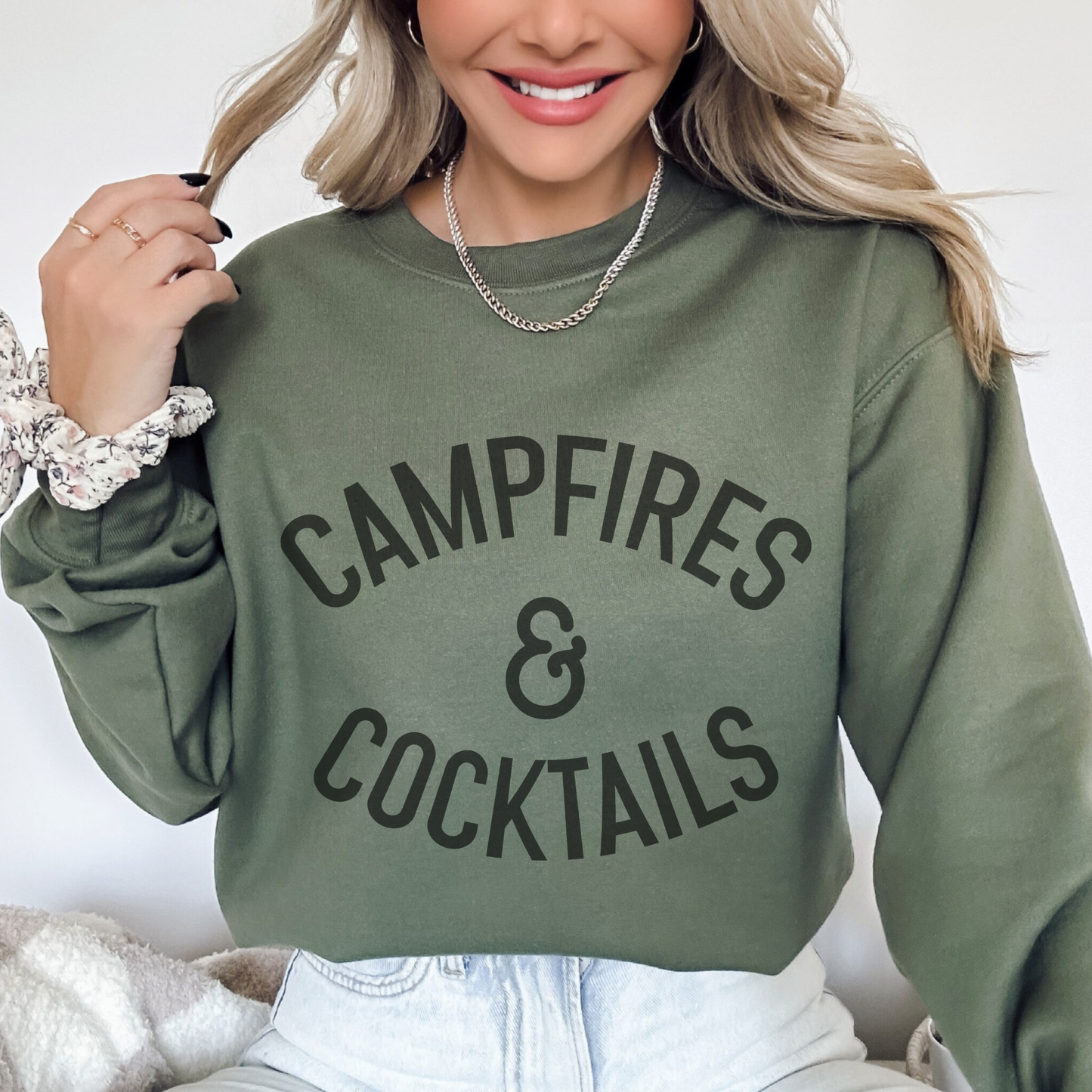 Trendznmore - Campfires and Cocktails Crewneck Sweatshirt