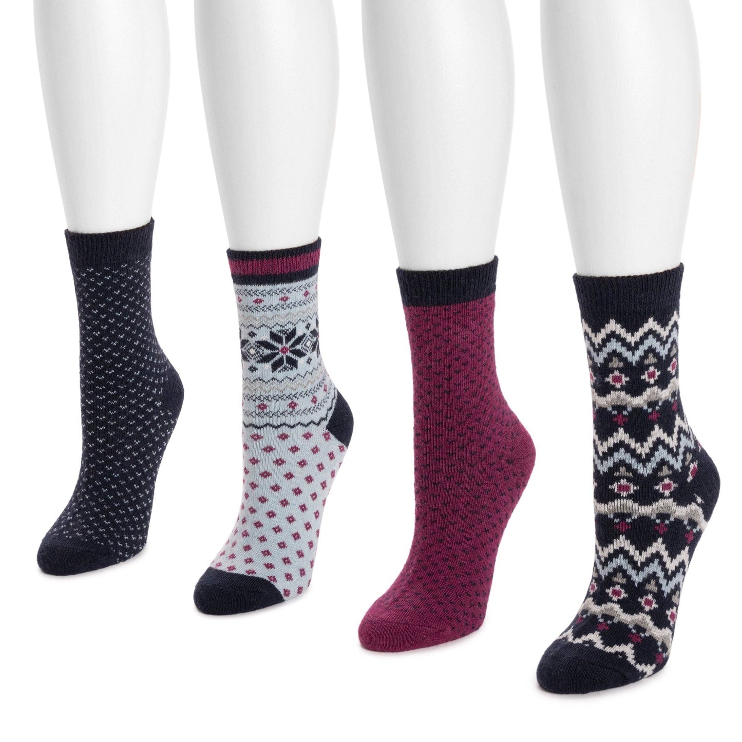 Muk Luks - MUK LUKS Women's 4 Pair Pack Patterned Crew Boot Socks