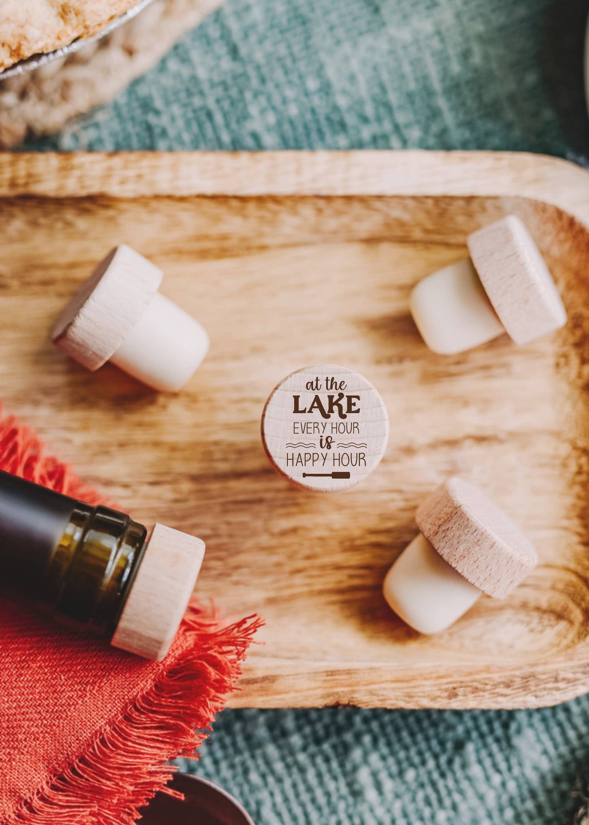 The Lillie Pad - Engraved Lake Wine Bottle Stoppers - Pack of 4 Toppers