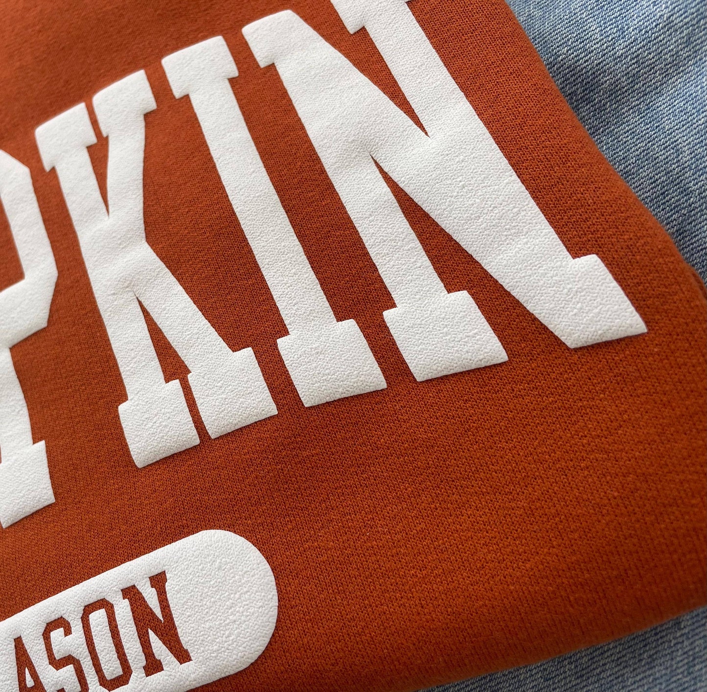 Up2ournecksinfabric - Embossed Fall Pumpkin Season Crewneck Sweatshirt