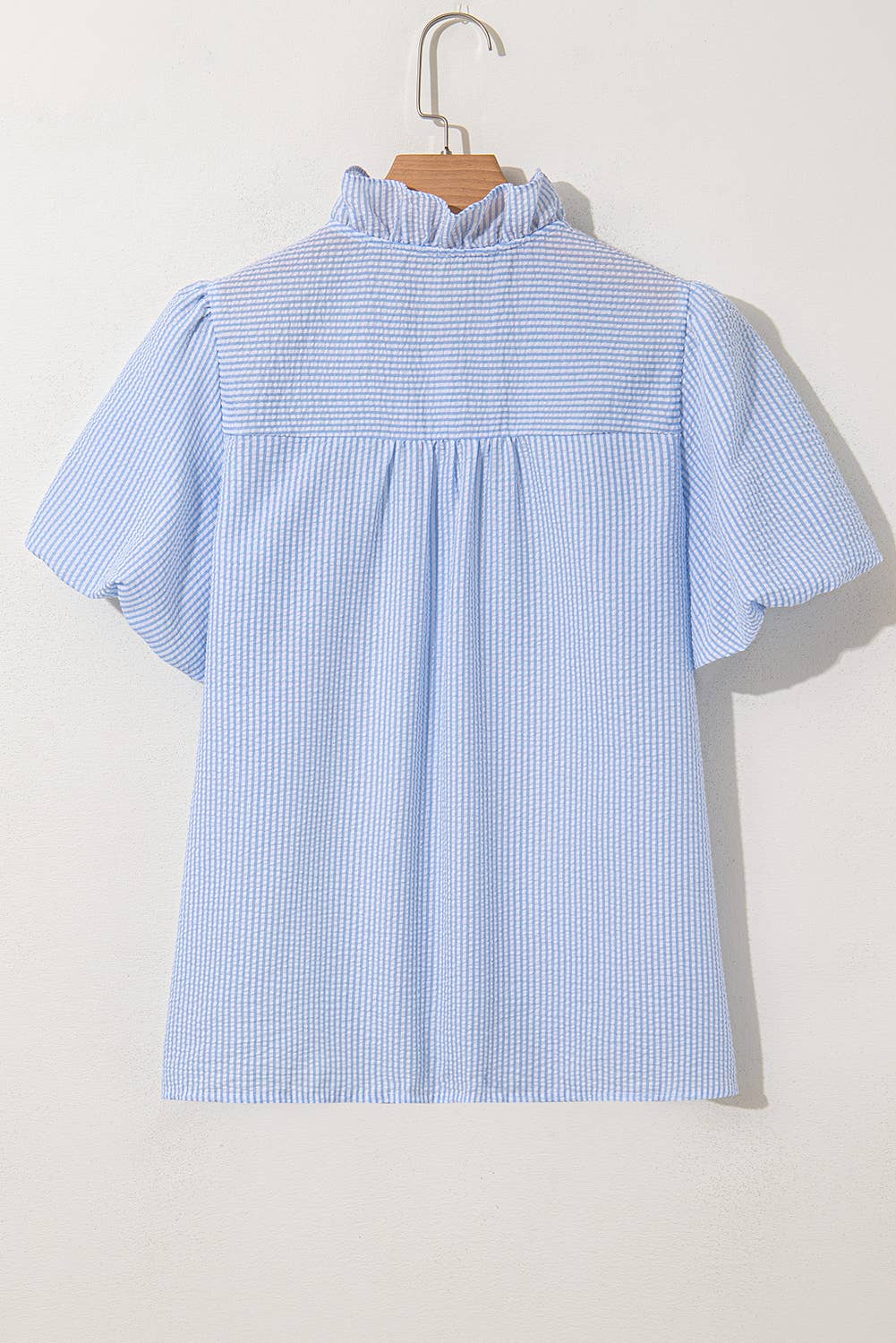 Aapparella - Texture Striped Ruffled Detail Shirt | S-XL