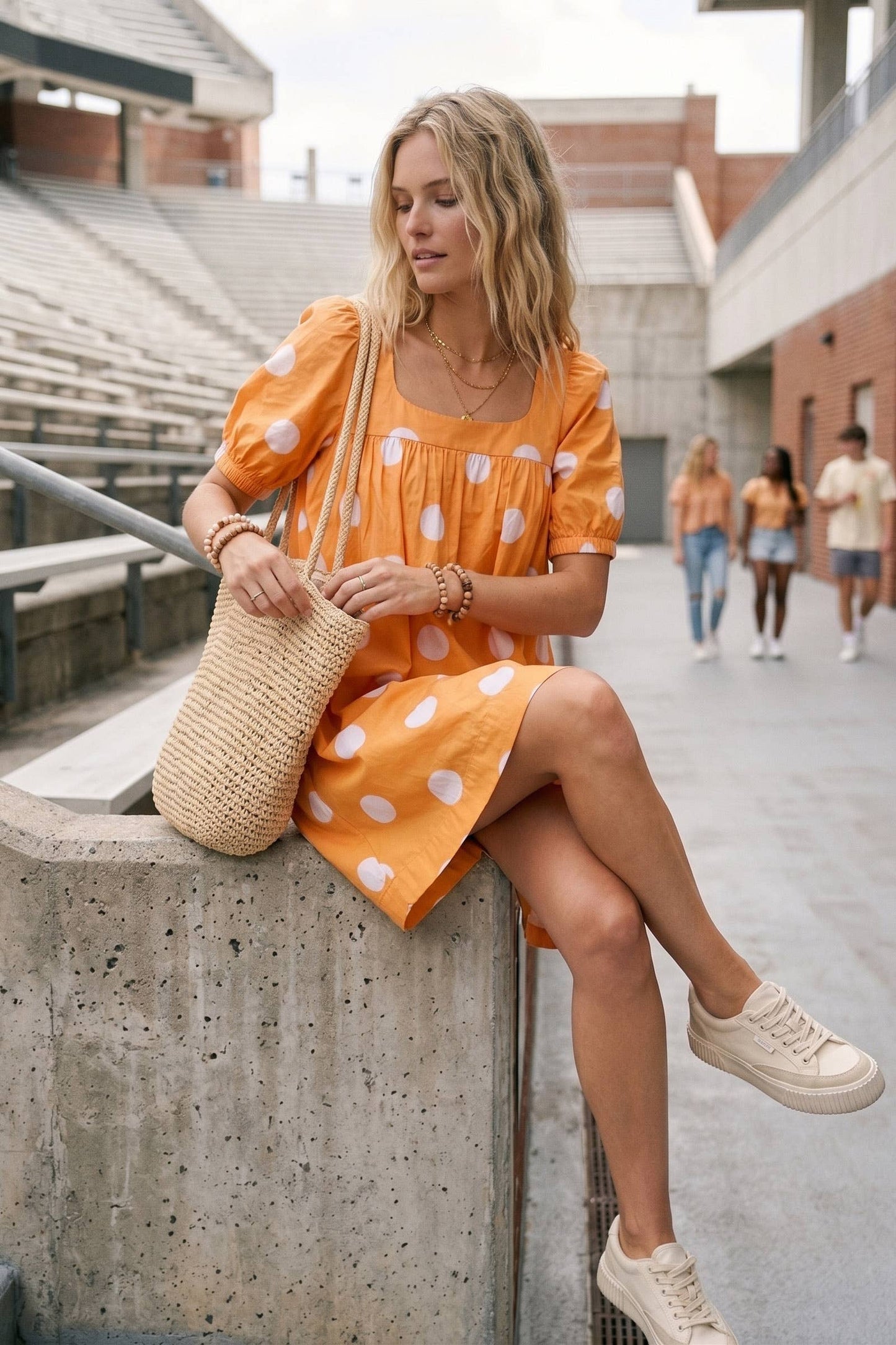 Sewn and Seen - Gameday Polka Dot Puff Sleeve Dress