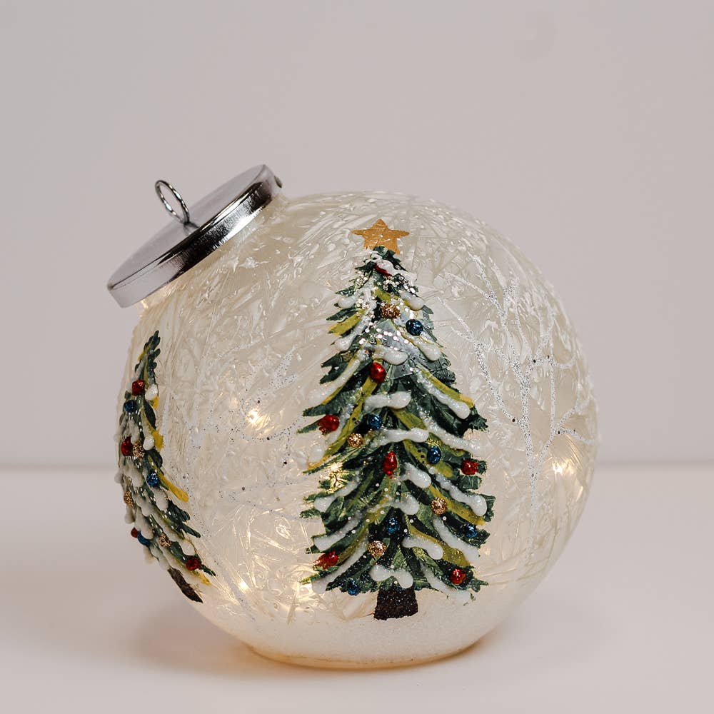 A Cheerful Giver - Christmas Trees Ornament Crackle Glass LED Holiday Lights