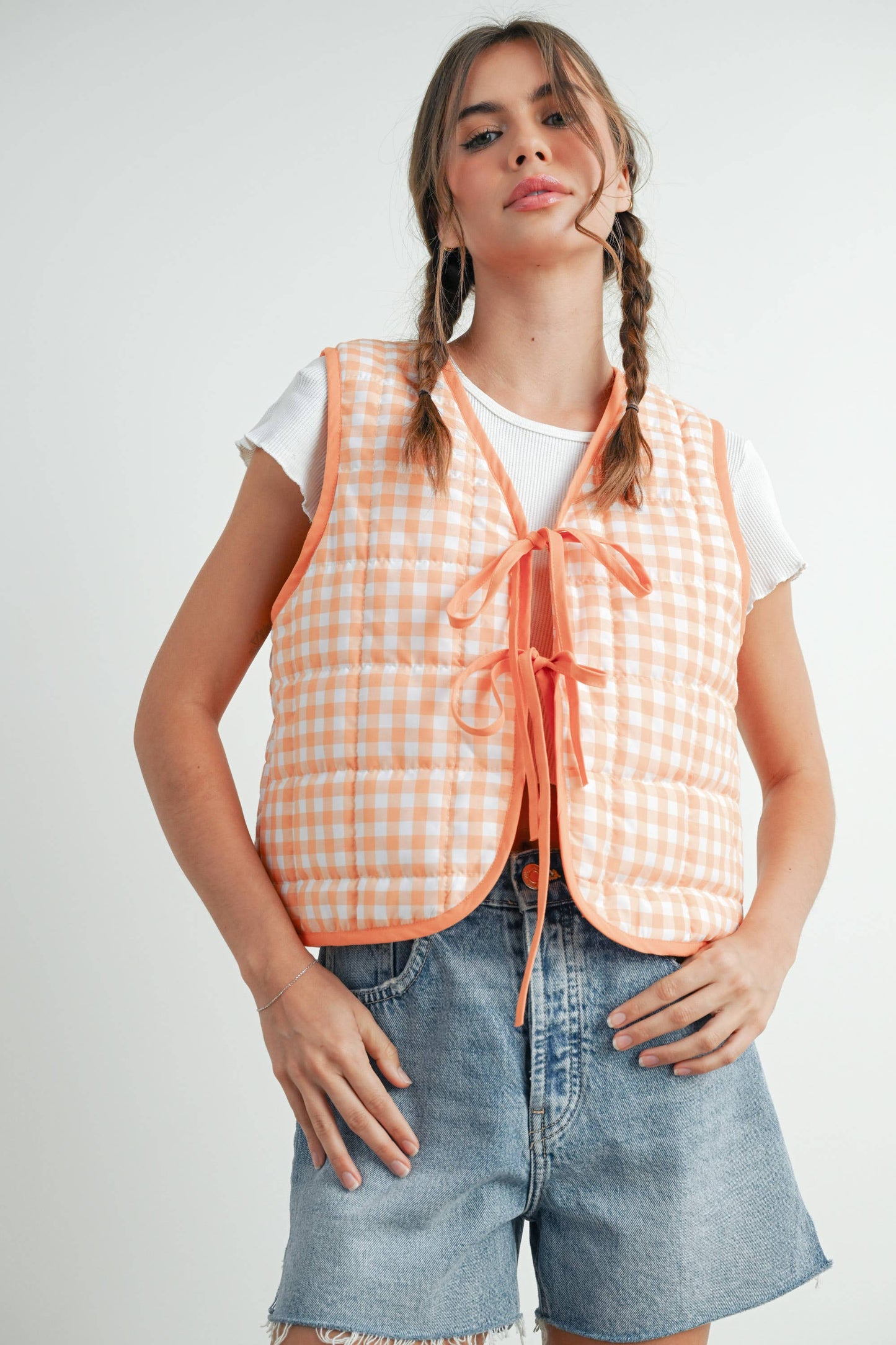 BUTTERMELON - Ribbed Front Quilted Vest - BMJ7635