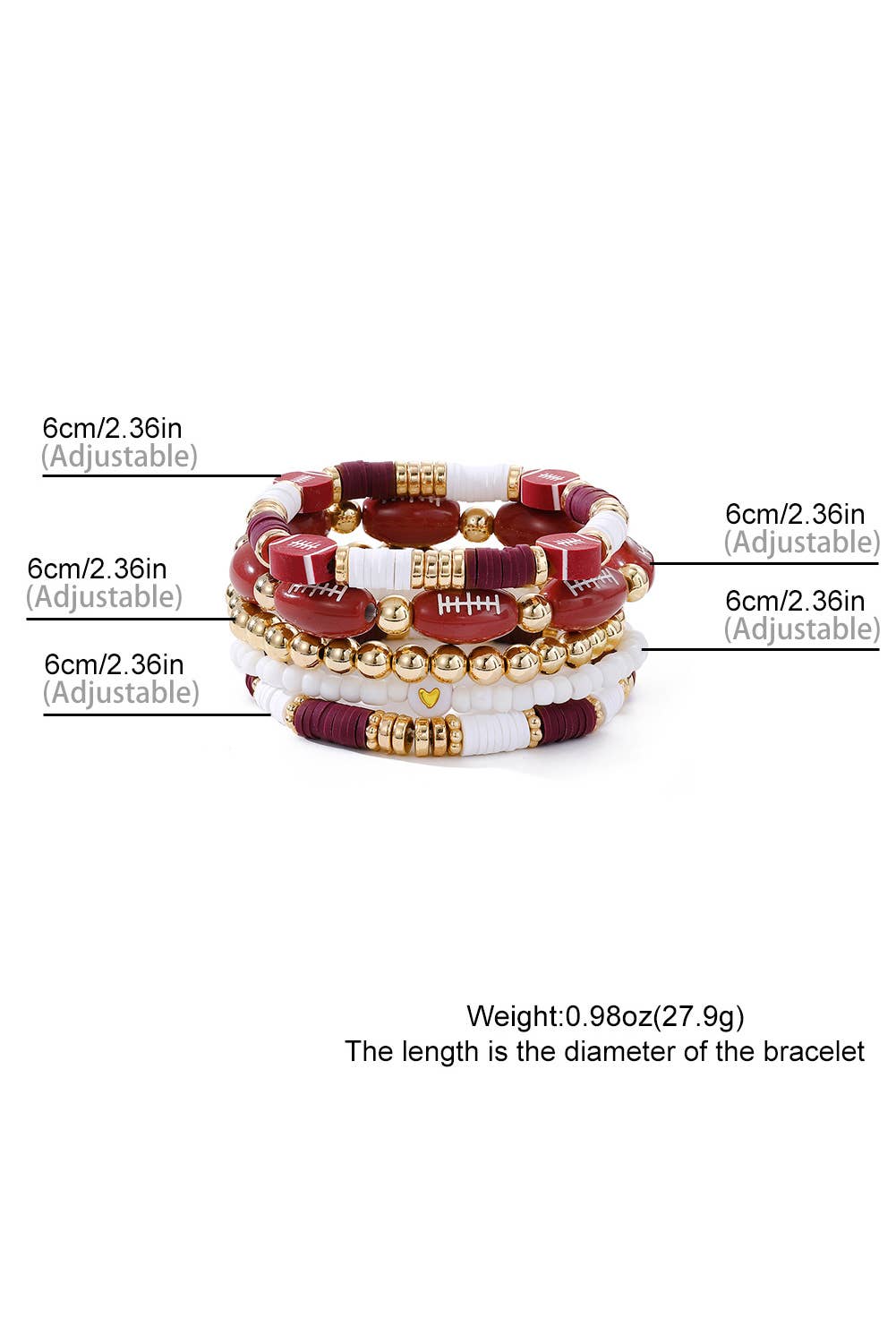 Aapparella - Football Beading Elastic 5pcs Bracelet Set