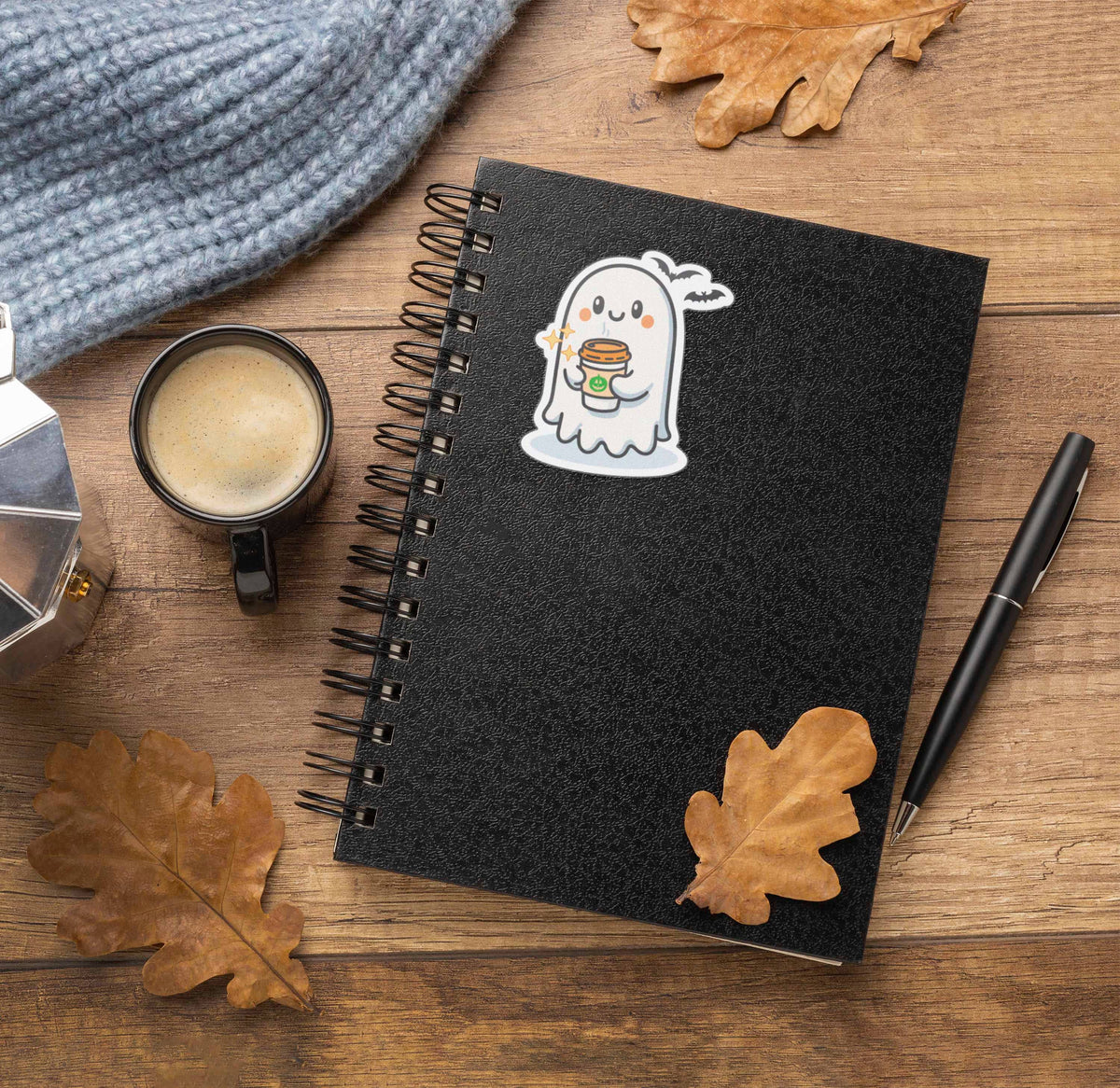 Sentinel Supply - Pumpkin Spice Coffee Ghost Halloween Sticker - Mini