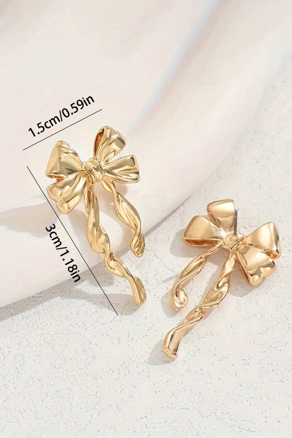 Lovesoft - Gold Bow Knot Plated Alloy Stud Earrings