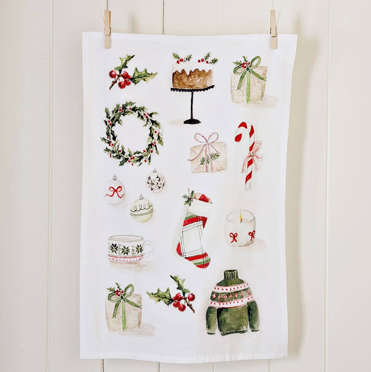 emily lex studio - Classic christmas cotton tea towel