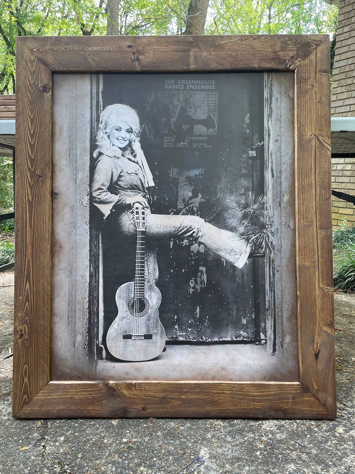 Swinford Designs - Antiqued Dolly Parton Guitar Picture- Choose your Size/Frame