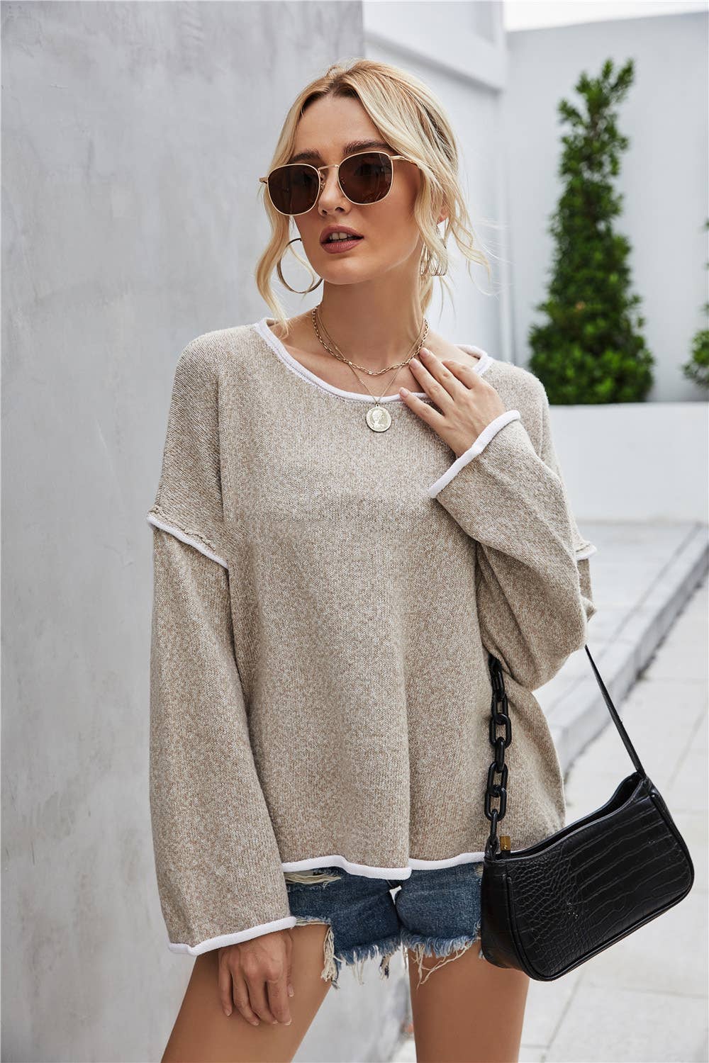 NINEXIS - CWOSWL1043_Casual Crew Neck Pullover Long Sleeve Sweater