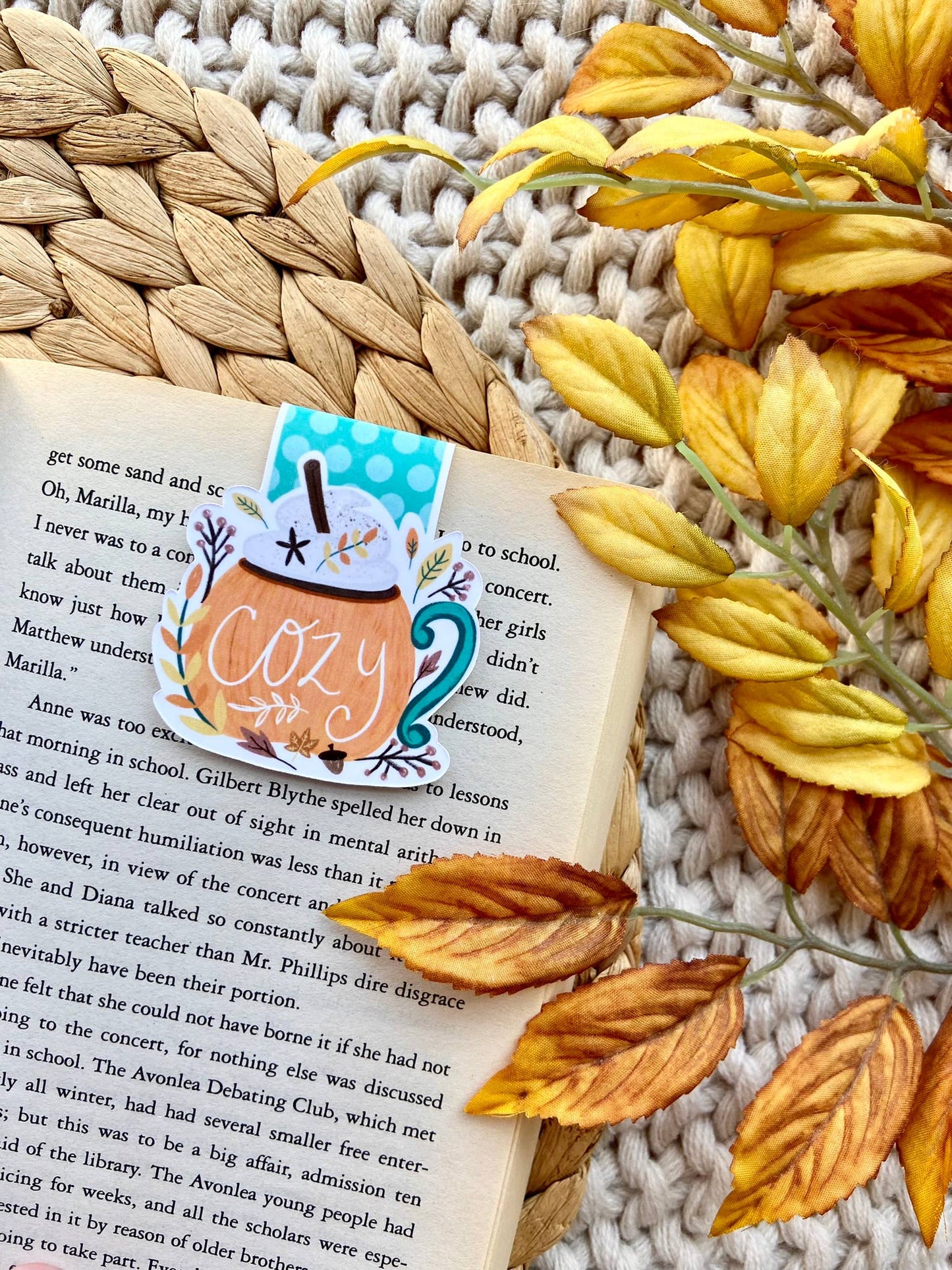 Makerie Day - Cozy Pumpkin Mug Magnetic Bookmark