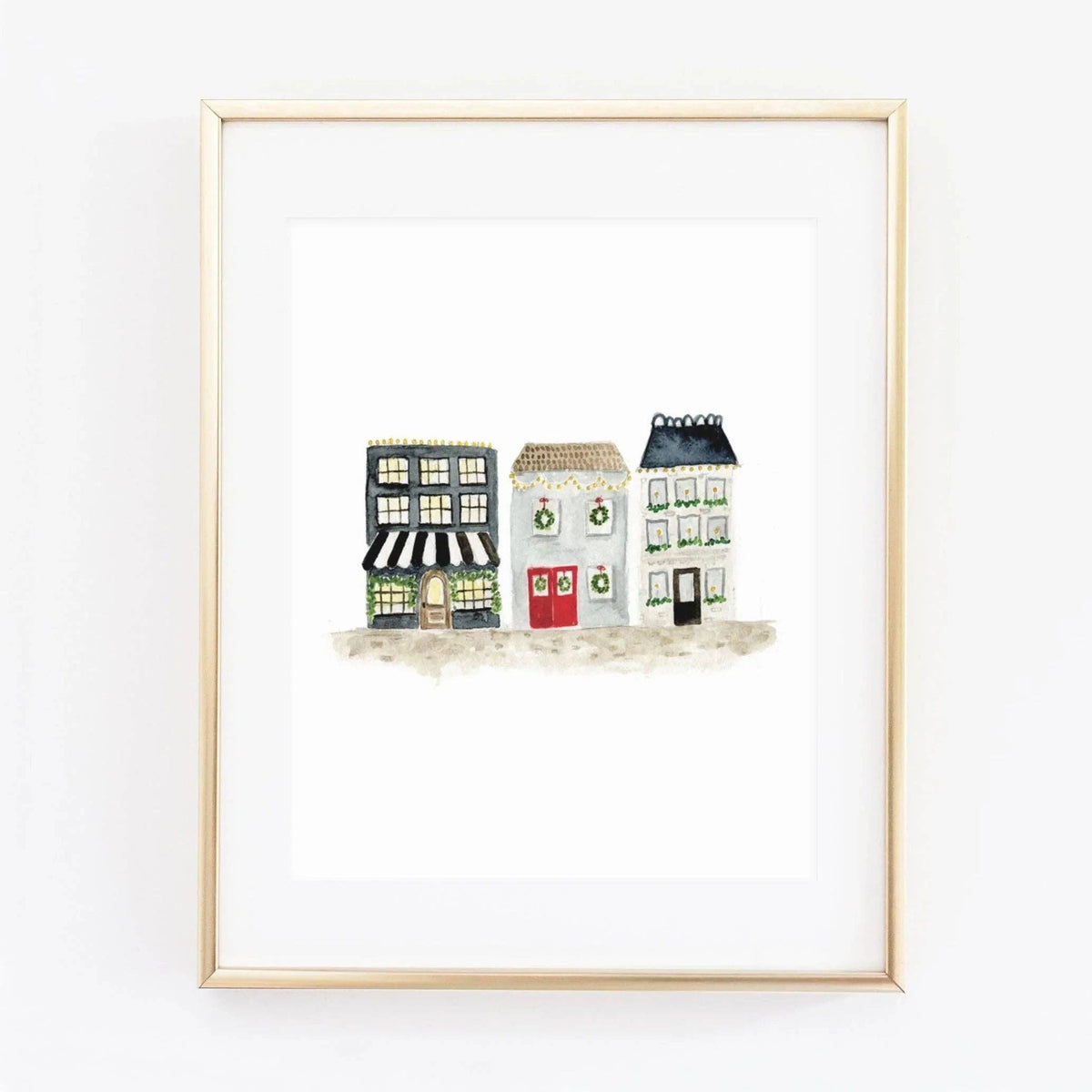 emily lex studio - Christmas village watercolor wall art print