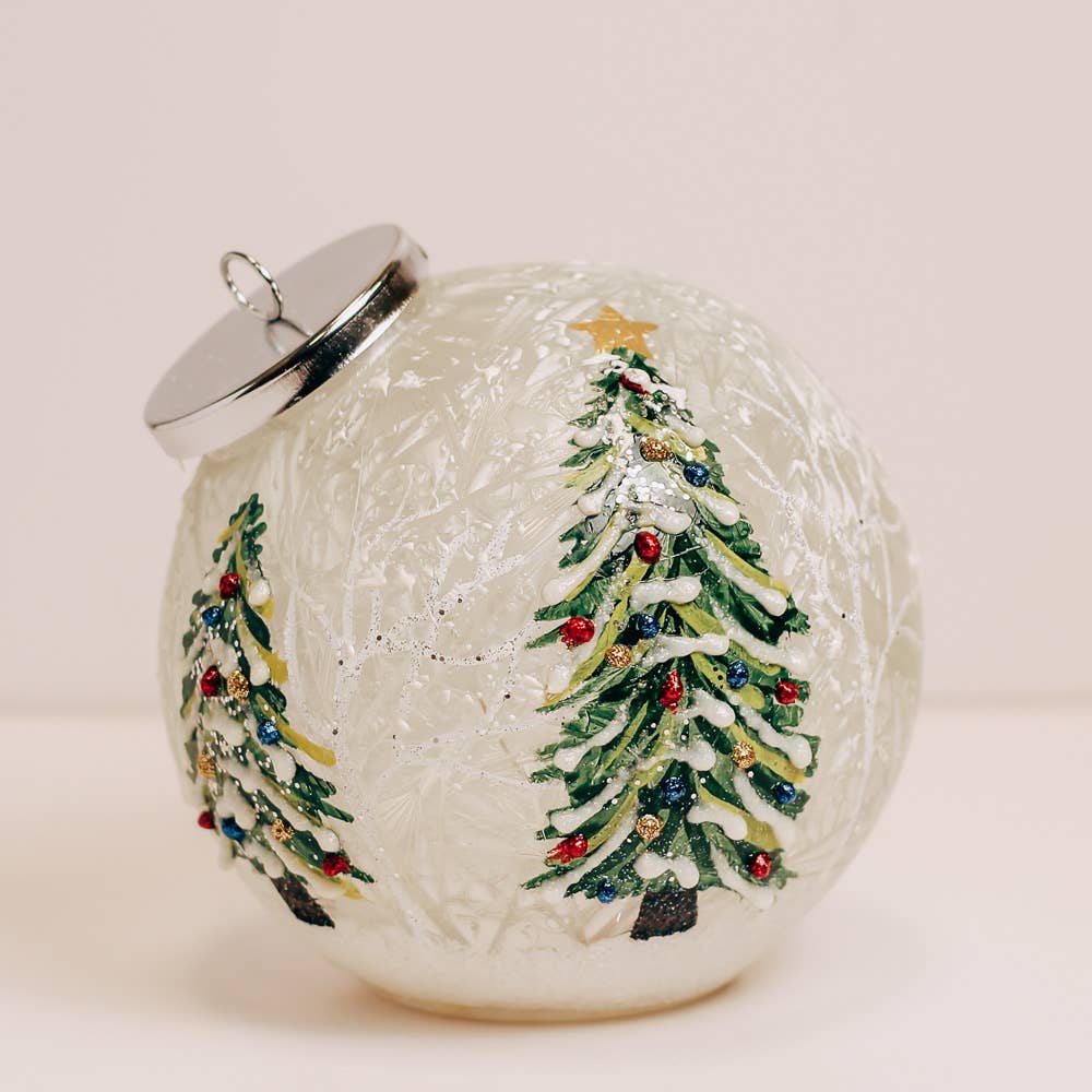 A Cheerful Giver - Christmas Trees Ornament Crackle Glass LED Holiday Lights