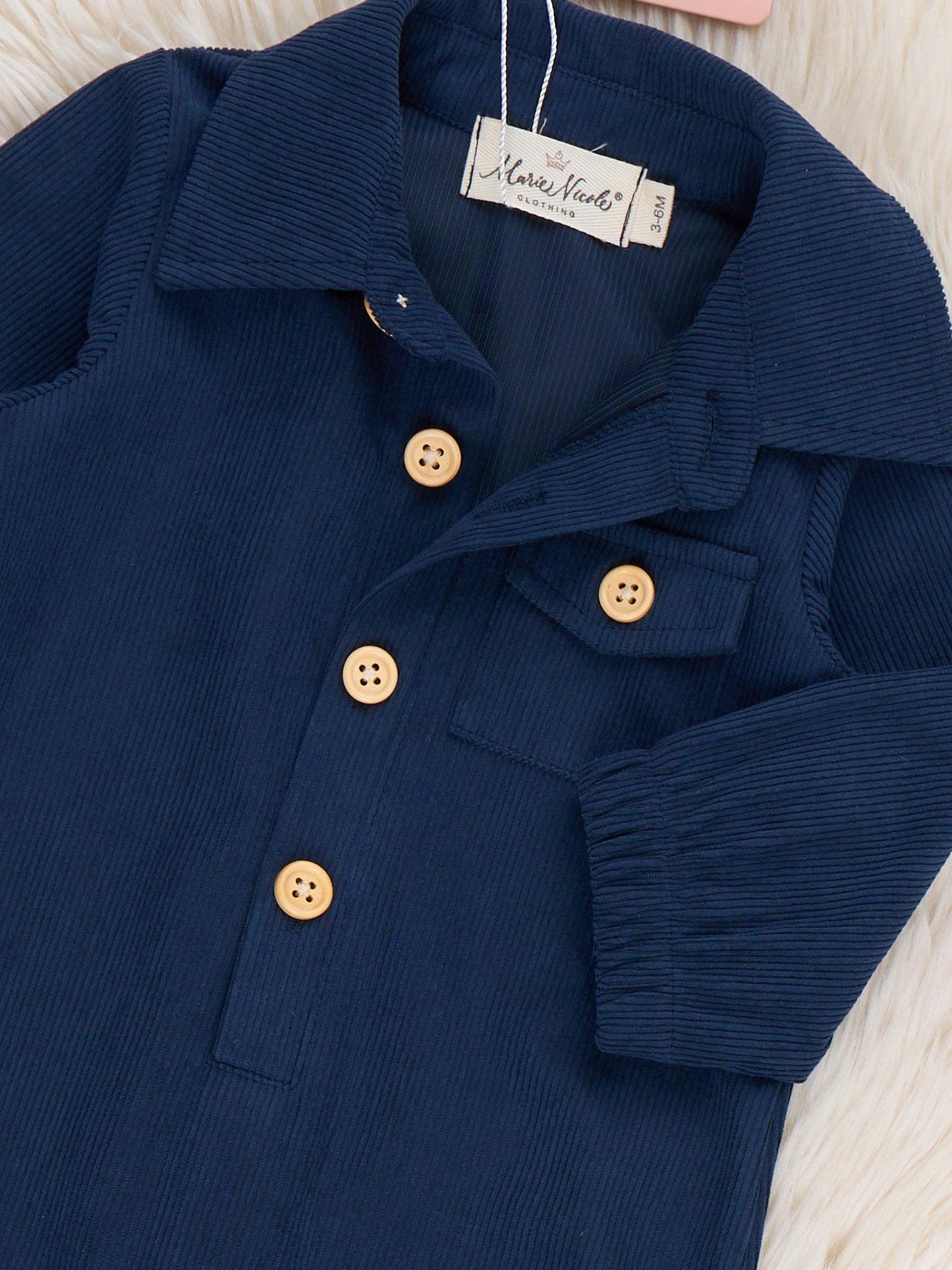 Marie Nicole Clothing - Classic Button-Up Romper- Navy