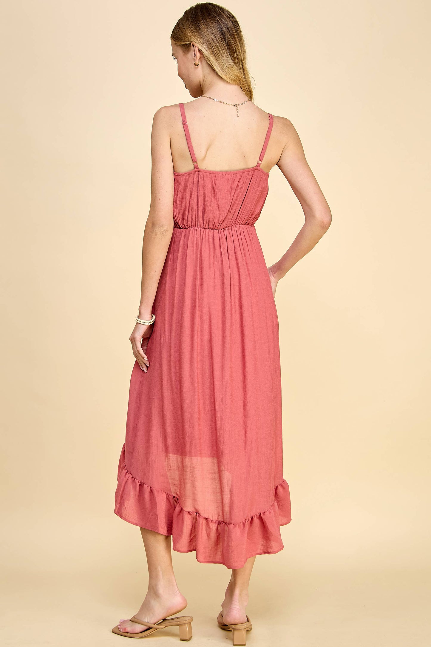 Winslow Collection - HI-LOW PAPAYA GAUZE WRAP DRESS