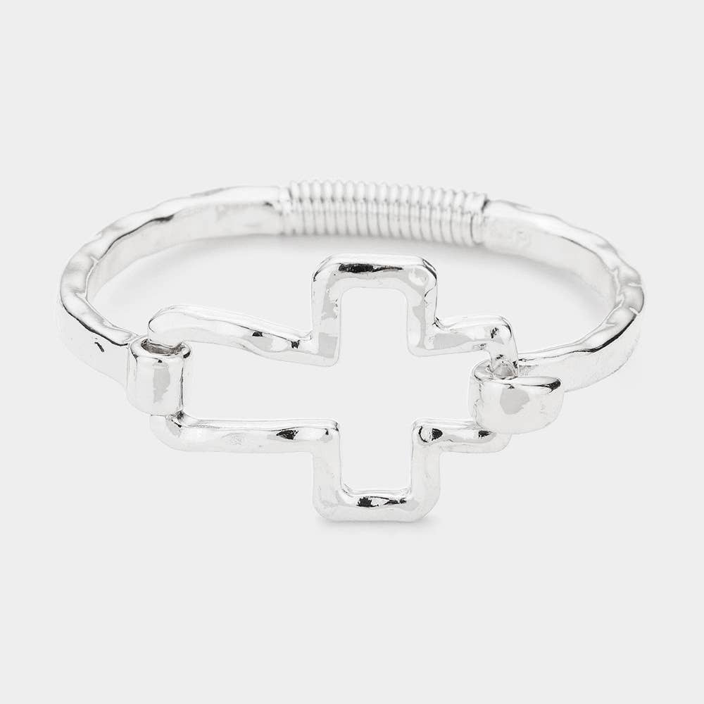 Sensibling Corp. - Hammered Open Metal Cross Hook Bracelet