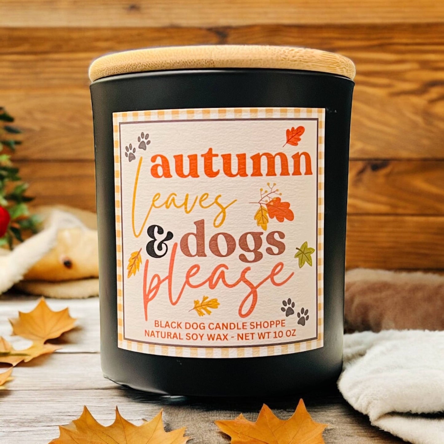 The Black Dog Candle Shoppe - Autumn Leaves and Dogs Please Candle