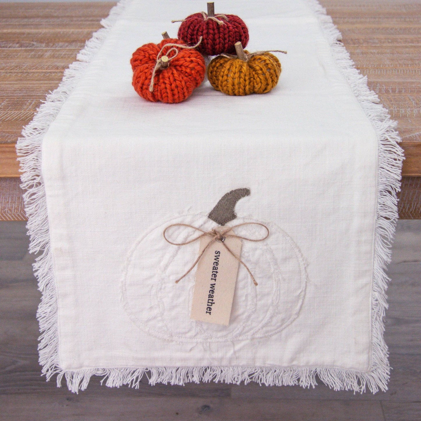 Audrey's Home & Gift - Table Runner - Raggedy Pumpkins With Fabric Tag (PC)