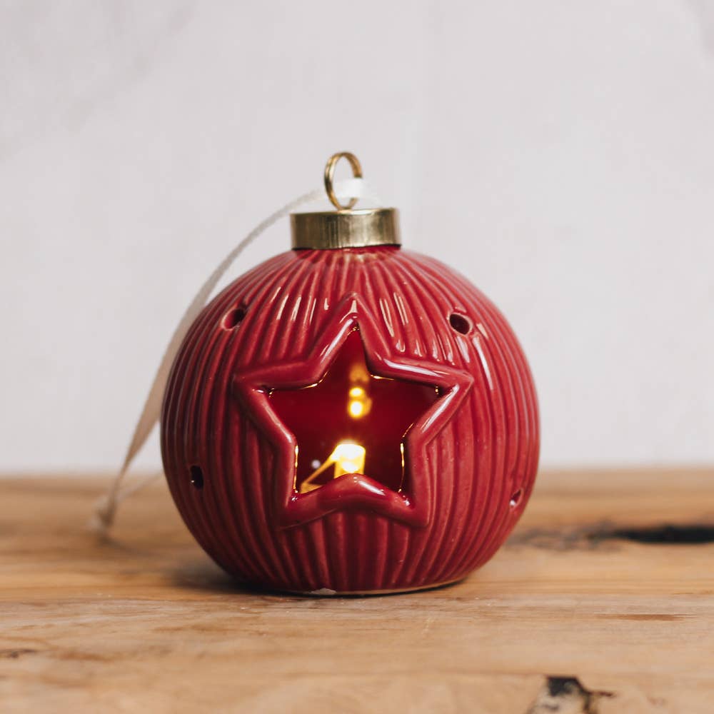 A Cheerful Giver - Star Red Ornament with LED Light — Christmas, Holiday Ornaments
