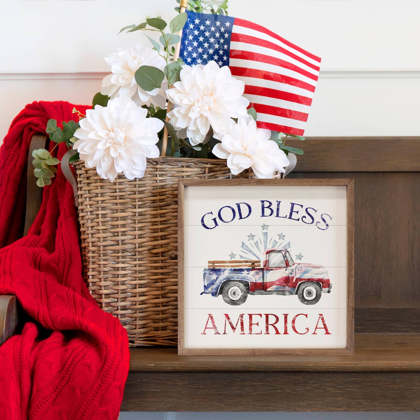 Kendrick Home - God Bless America Flag Truck White